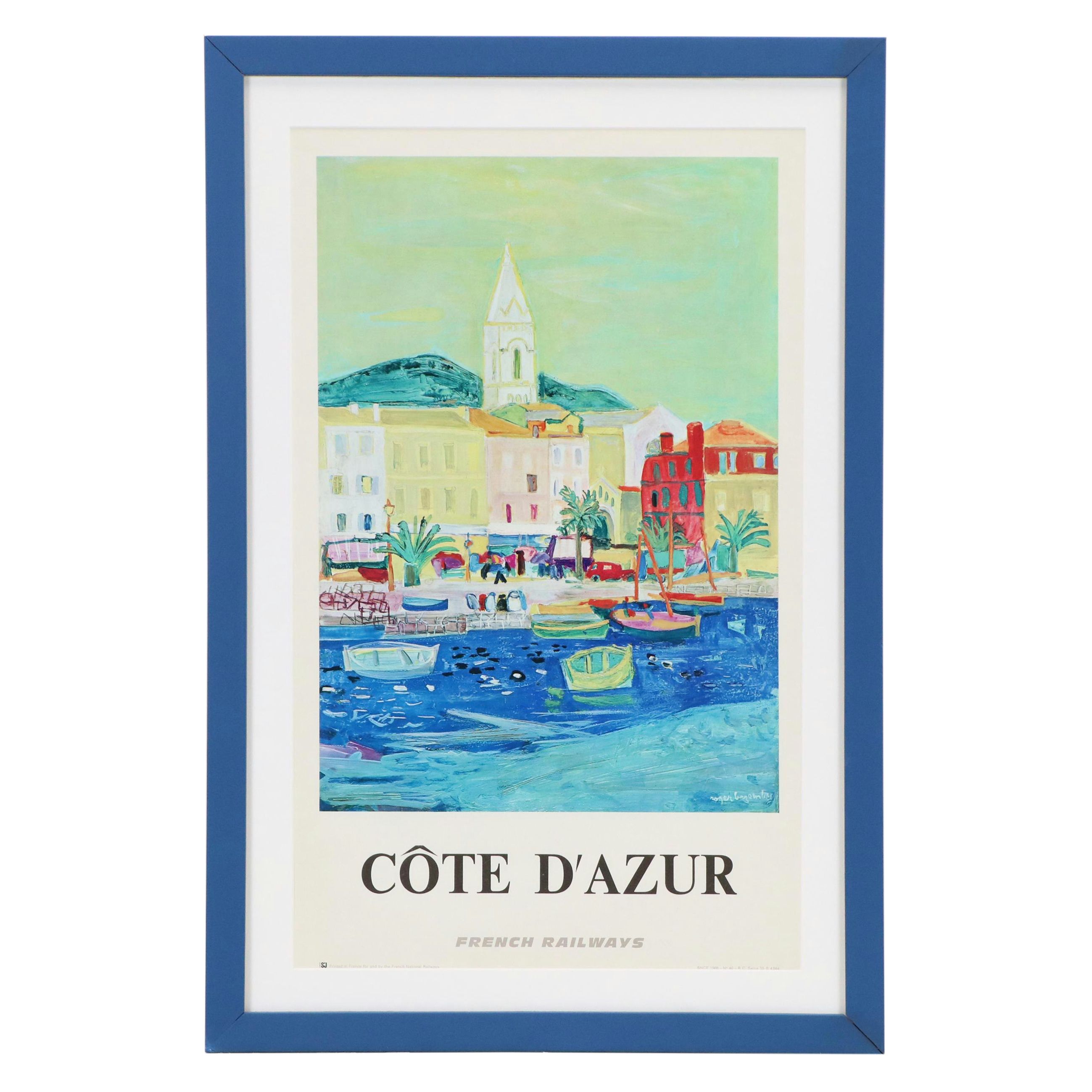 French National Railways Offset Lithograph Poster "Côte D'Azur," 1966
