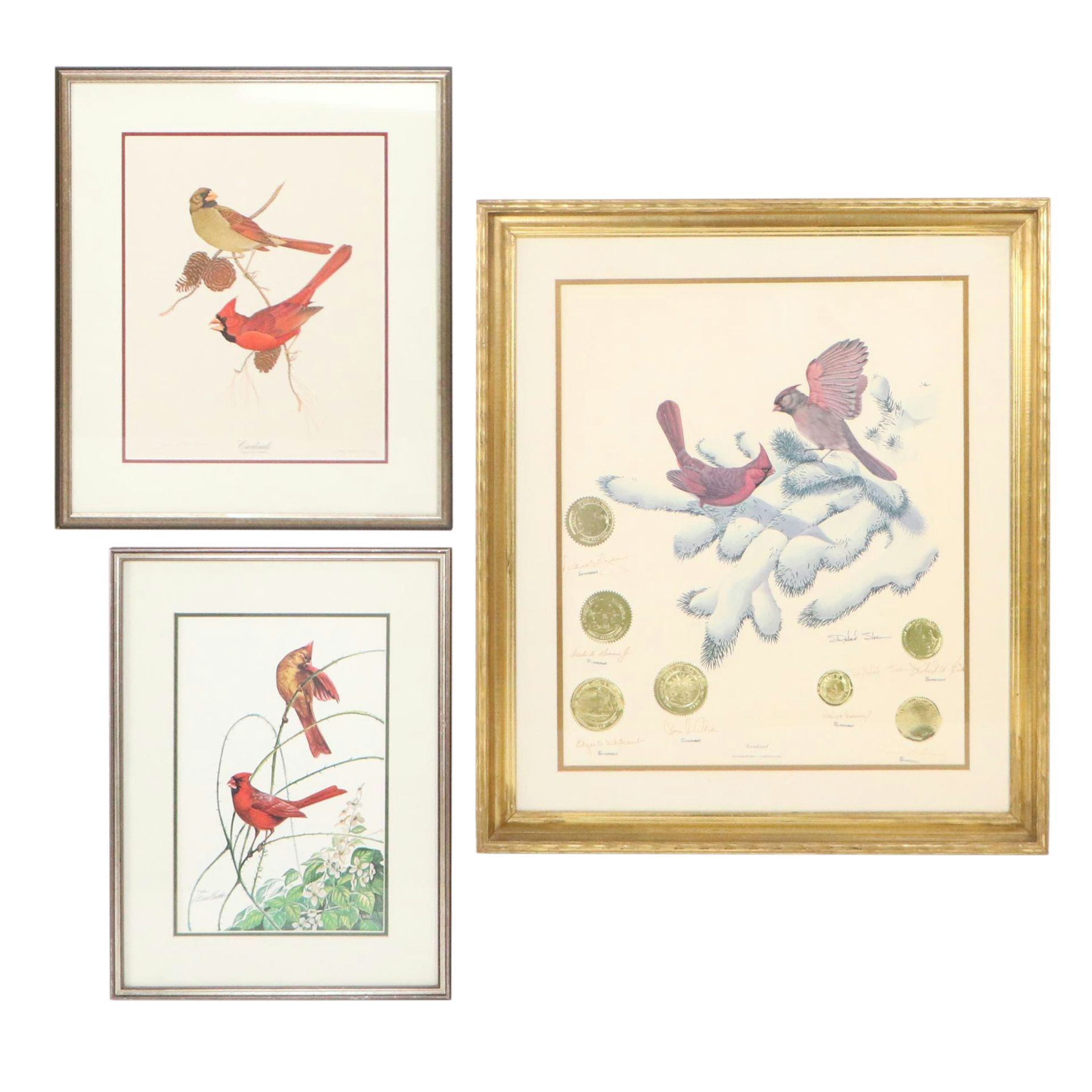 Richard Sloan Offset Lithograph "Cardinal" and Other Cardinal Prints