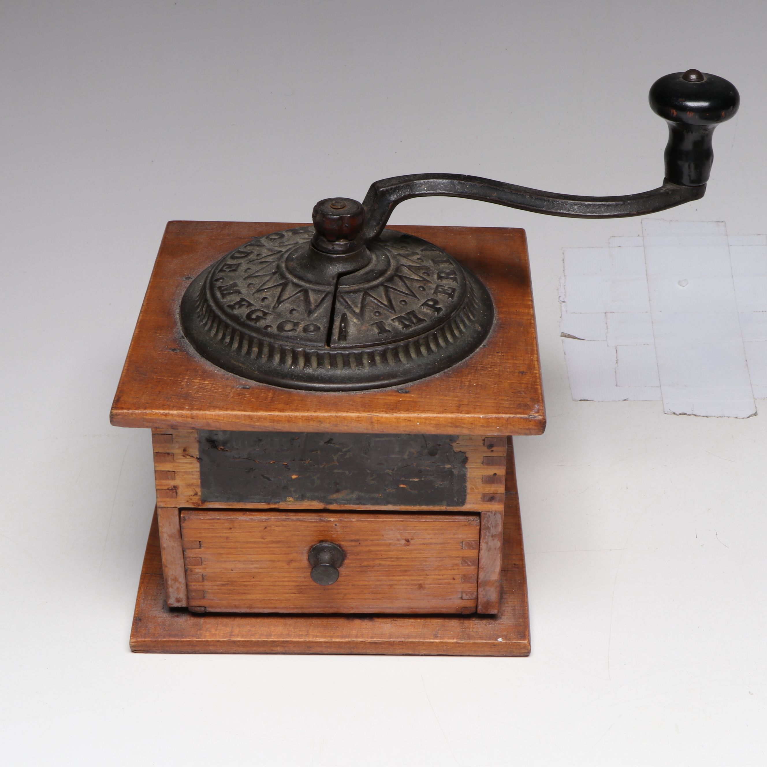 Imperial Arcade Coffee Grinder with Atlas Jars and Antique Fireplace Accessories