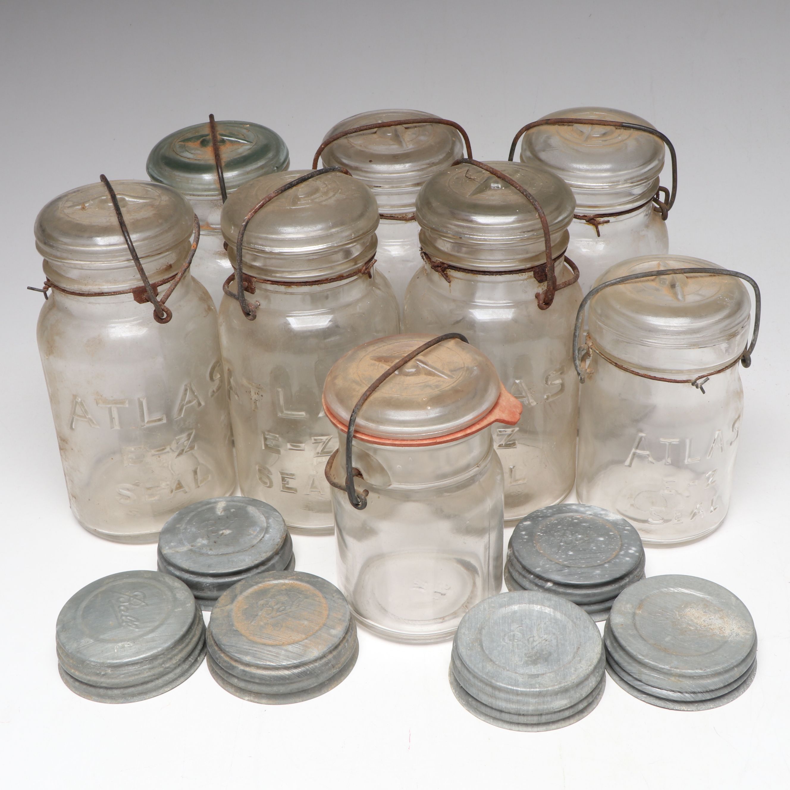 Imperial Arcade Coffee Grinder with Atlas Jars and Antique Fireplace Accessories