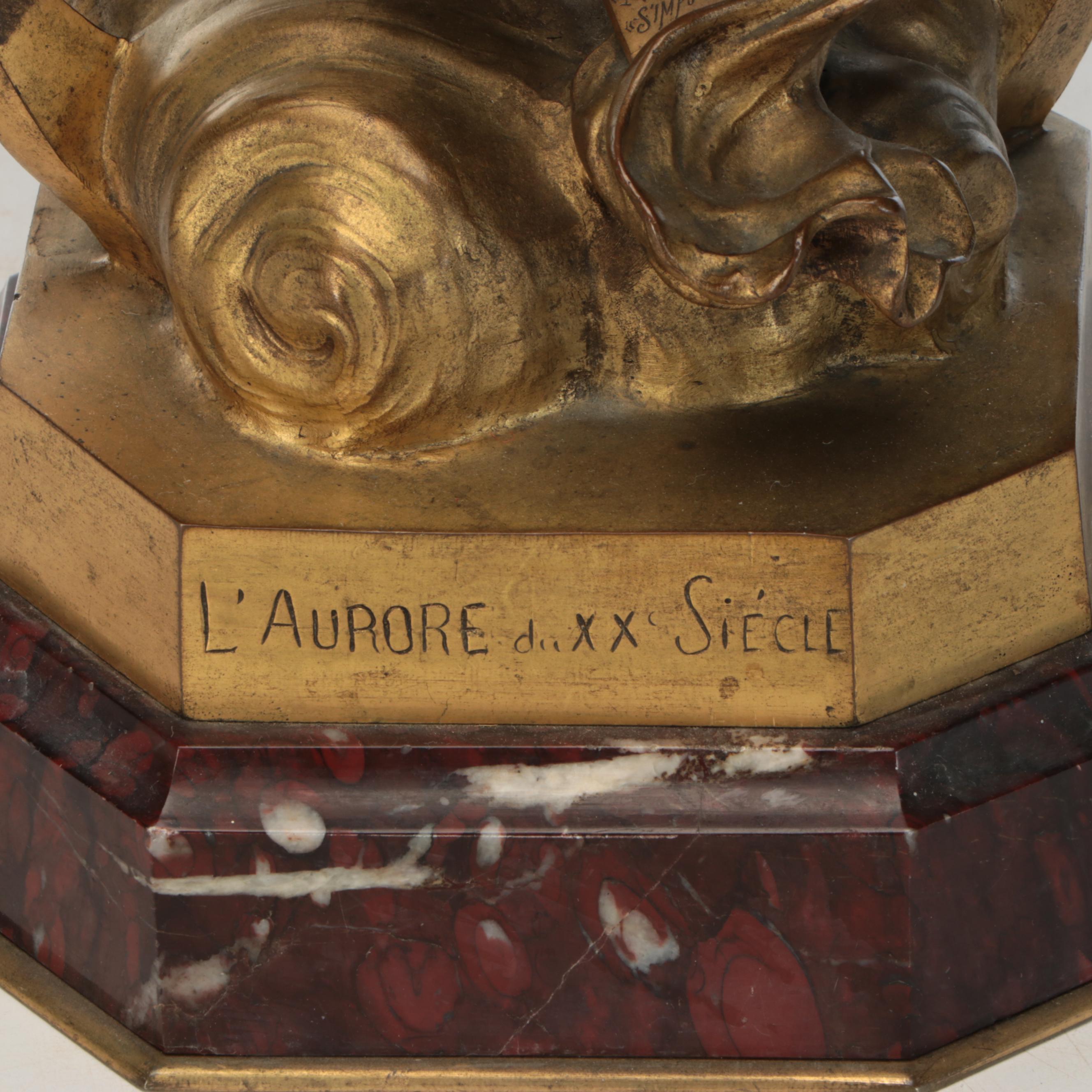 Art Nouveau After Léon Cunisset "L'Aurore du XXème Siècle" Figural Table Lamp