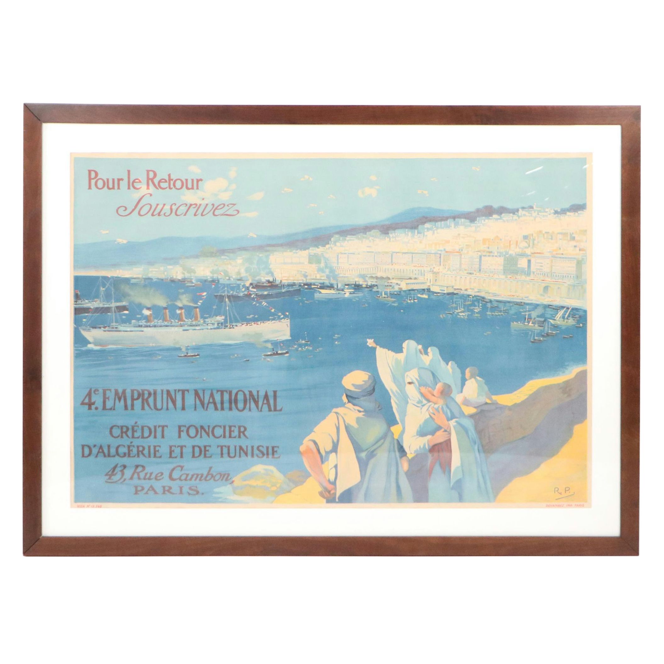 French WWI Color Lithograph "Pour le Retour...," Early 20th Century