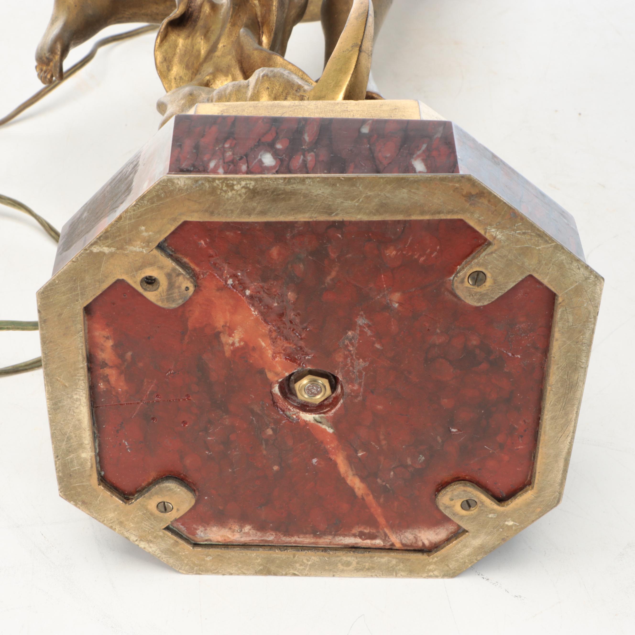 Art Nouveau After Léon Cunisset "L'Aurore du XXème Siècle" Figural Table Lamp