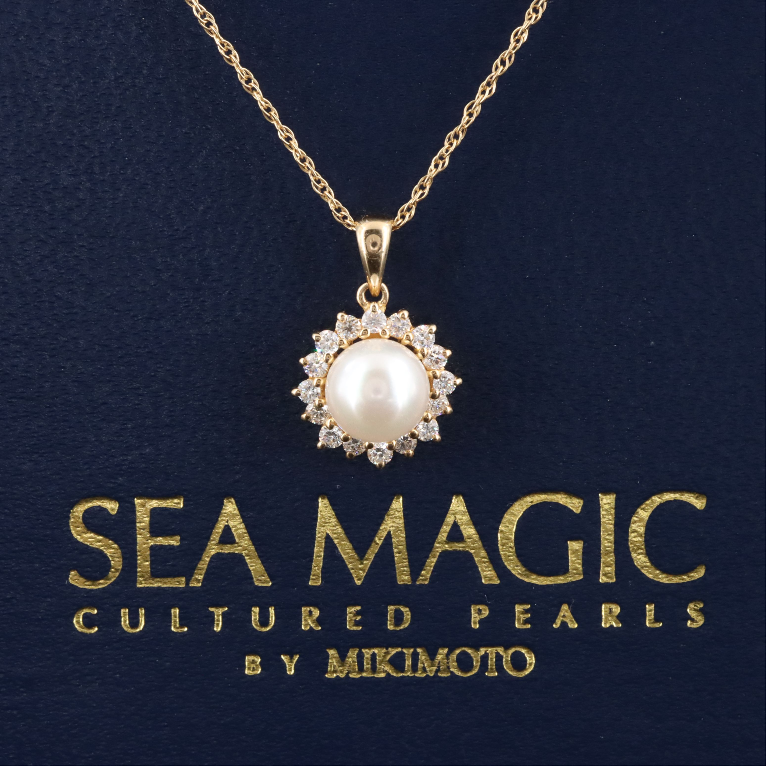 Sea Magic Blue Lagoon 14K Pearl and Diamond Pendant Necklace