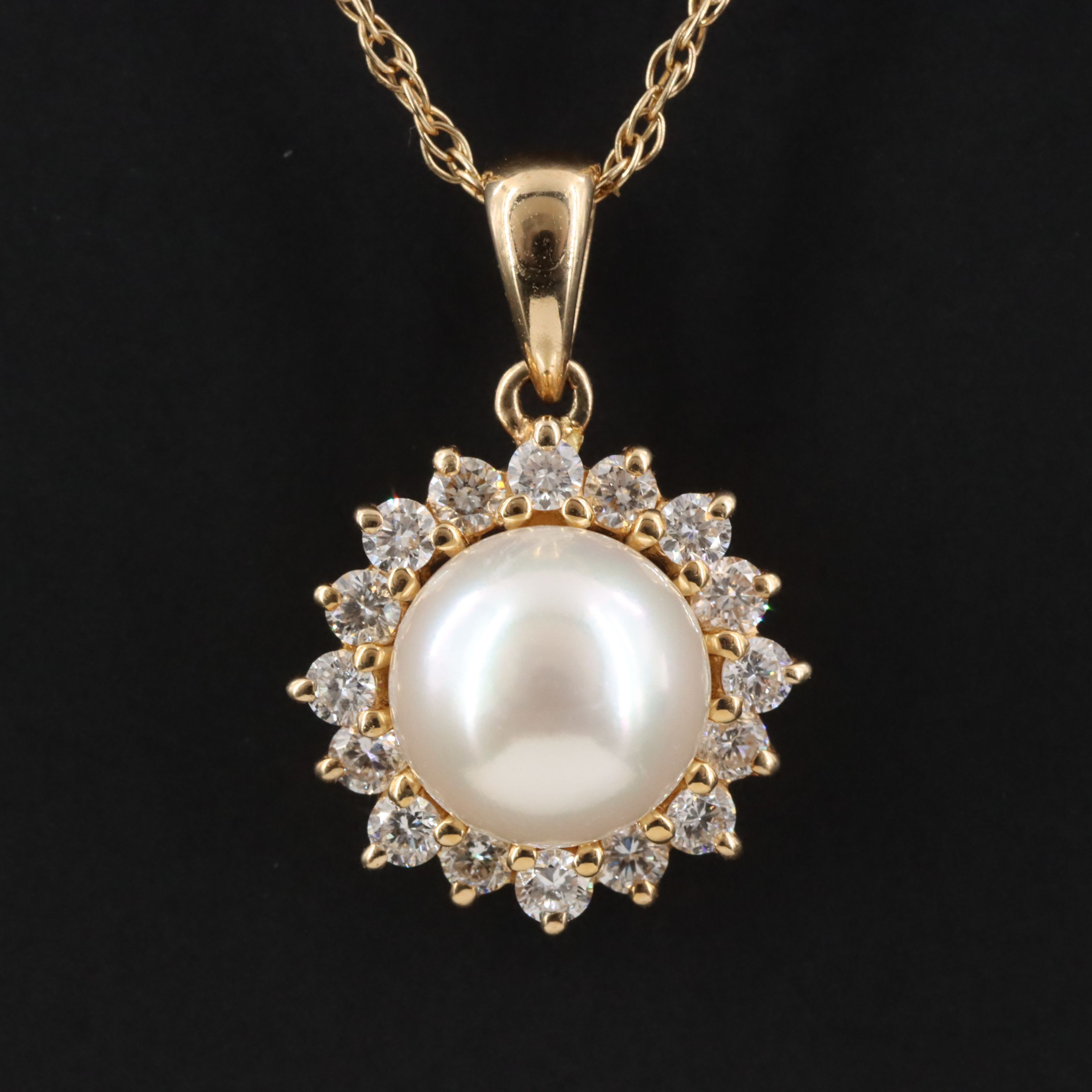 Sea Magic Blue Lagoon 14K Pearl and Diamond Pendant Necklace