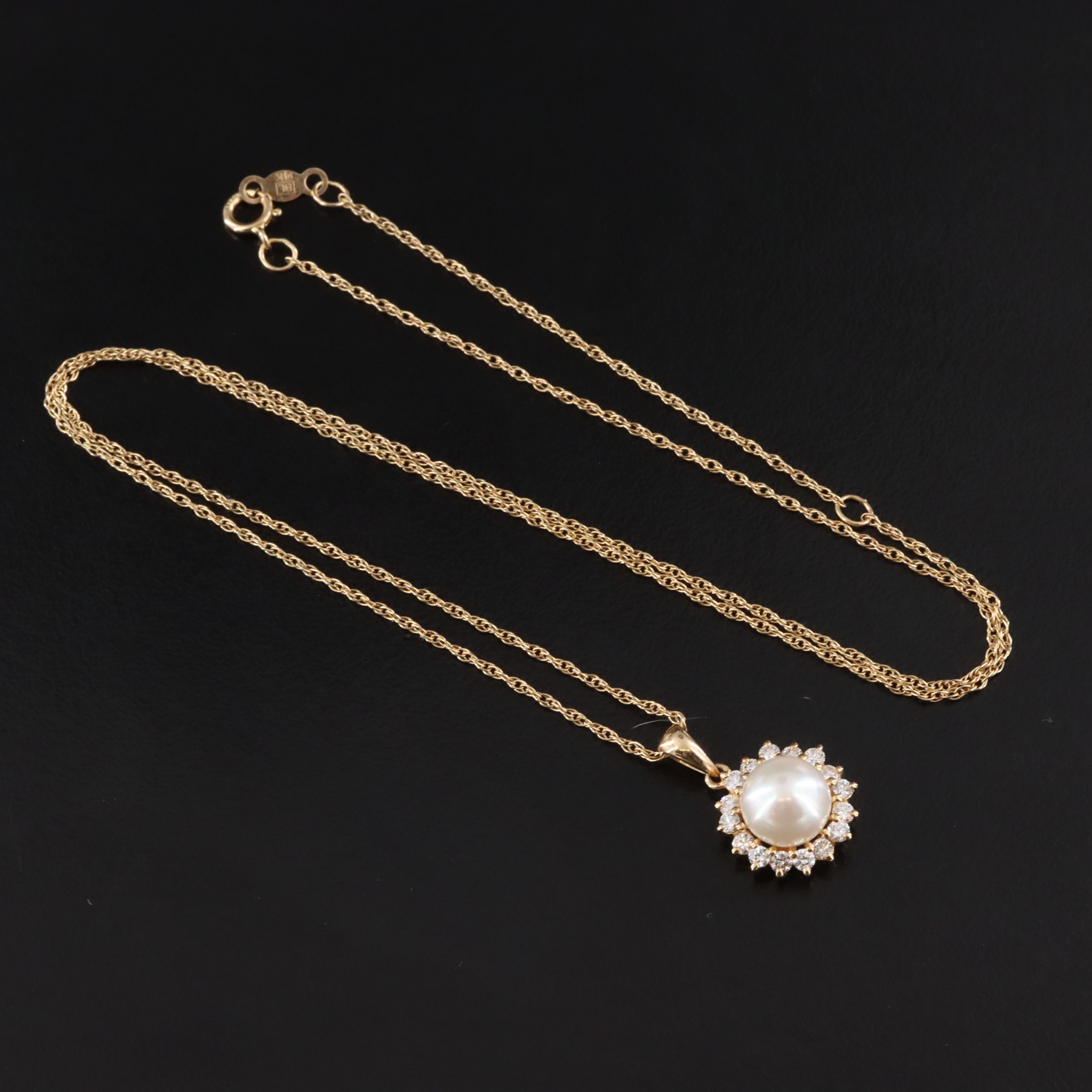 Sea Magic Blue Lagoon 14K Pearl and Diamond Pendant Necklace