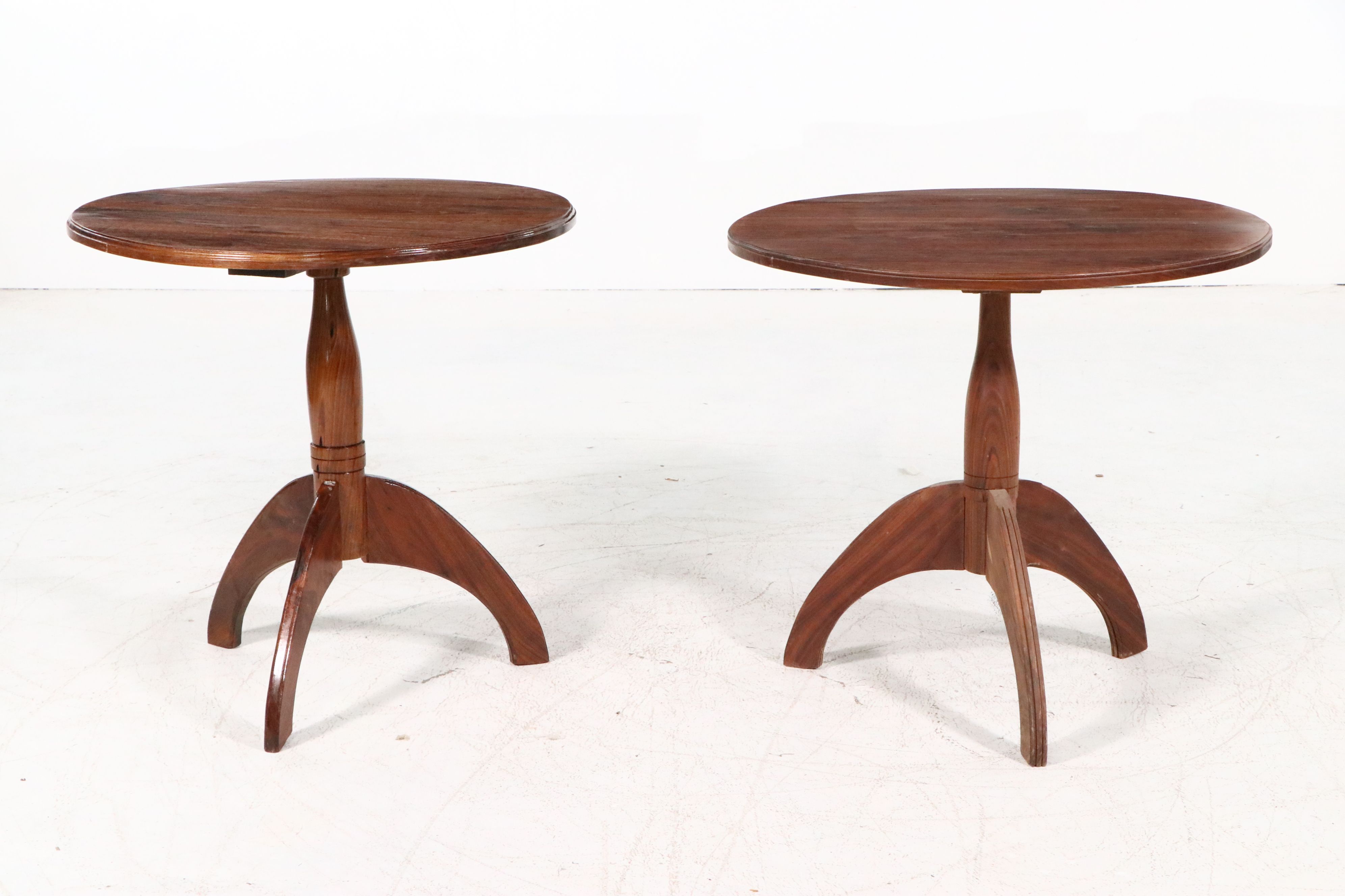 Pair of Bench-Made Walnut Round Side Tables