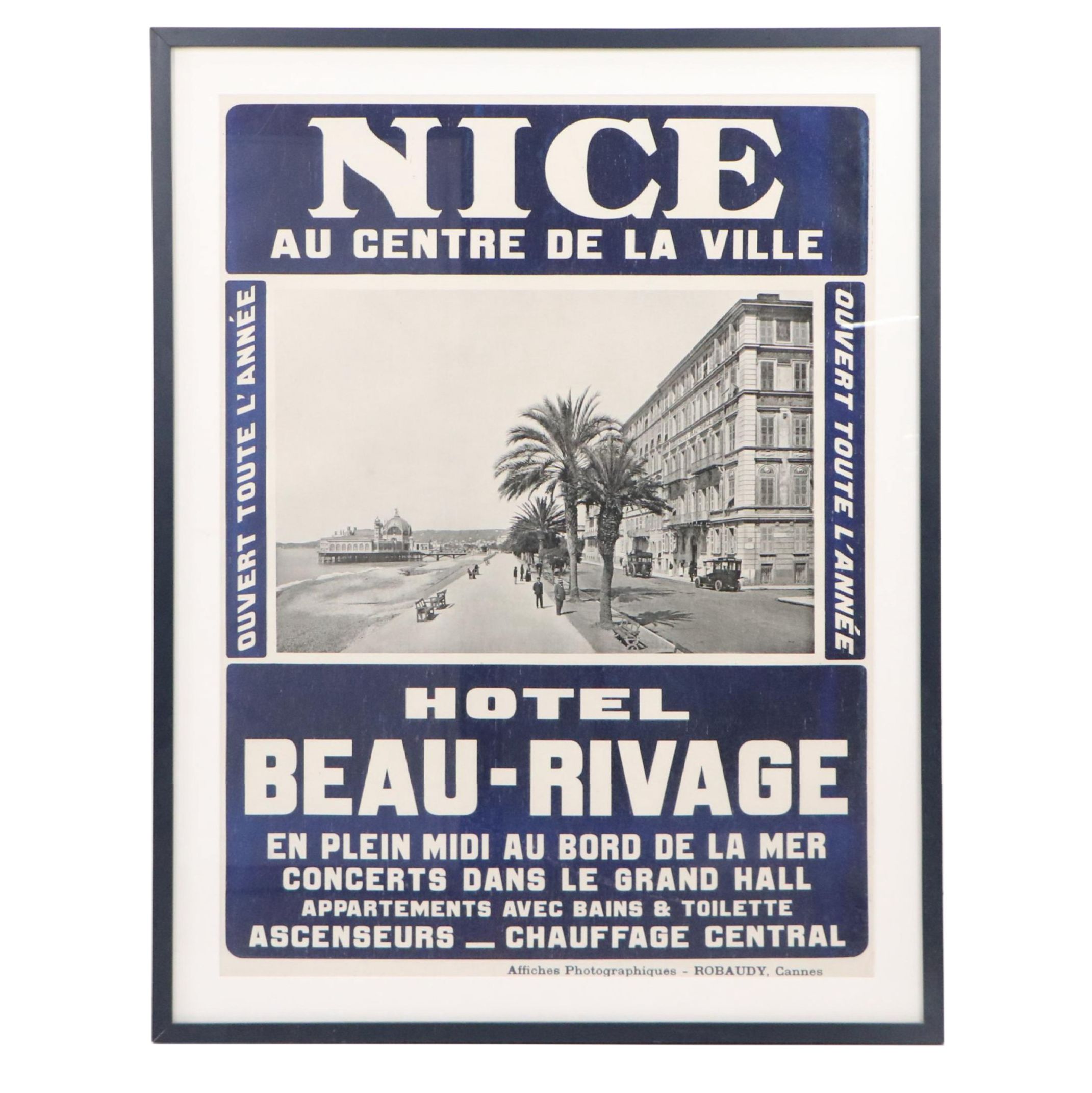 French Halftone Letterpress Travel Poster "Hotel Beau-Rivage," 1910