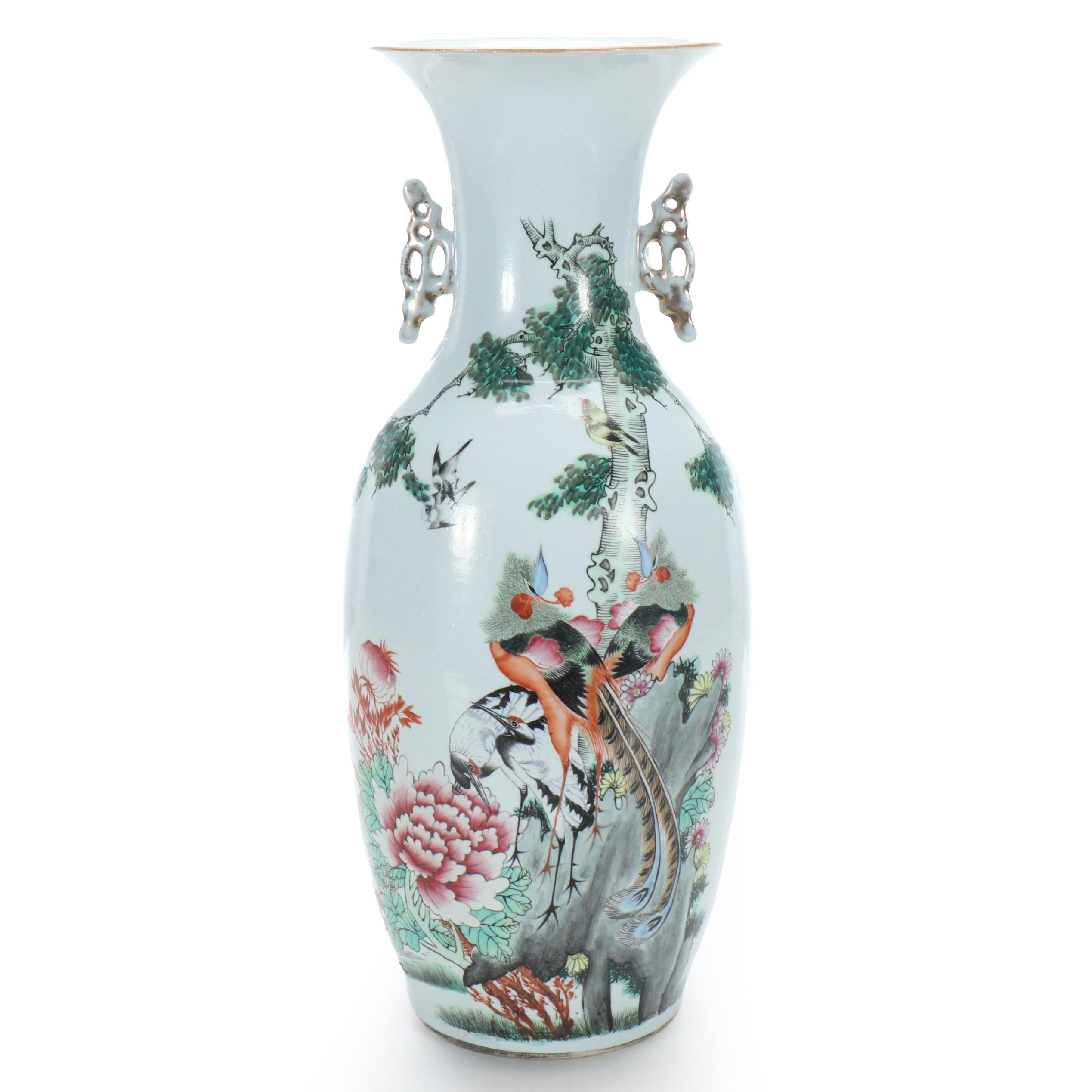 Chinese Late Qing/Early Republic Bird Motif Porcelain Vase