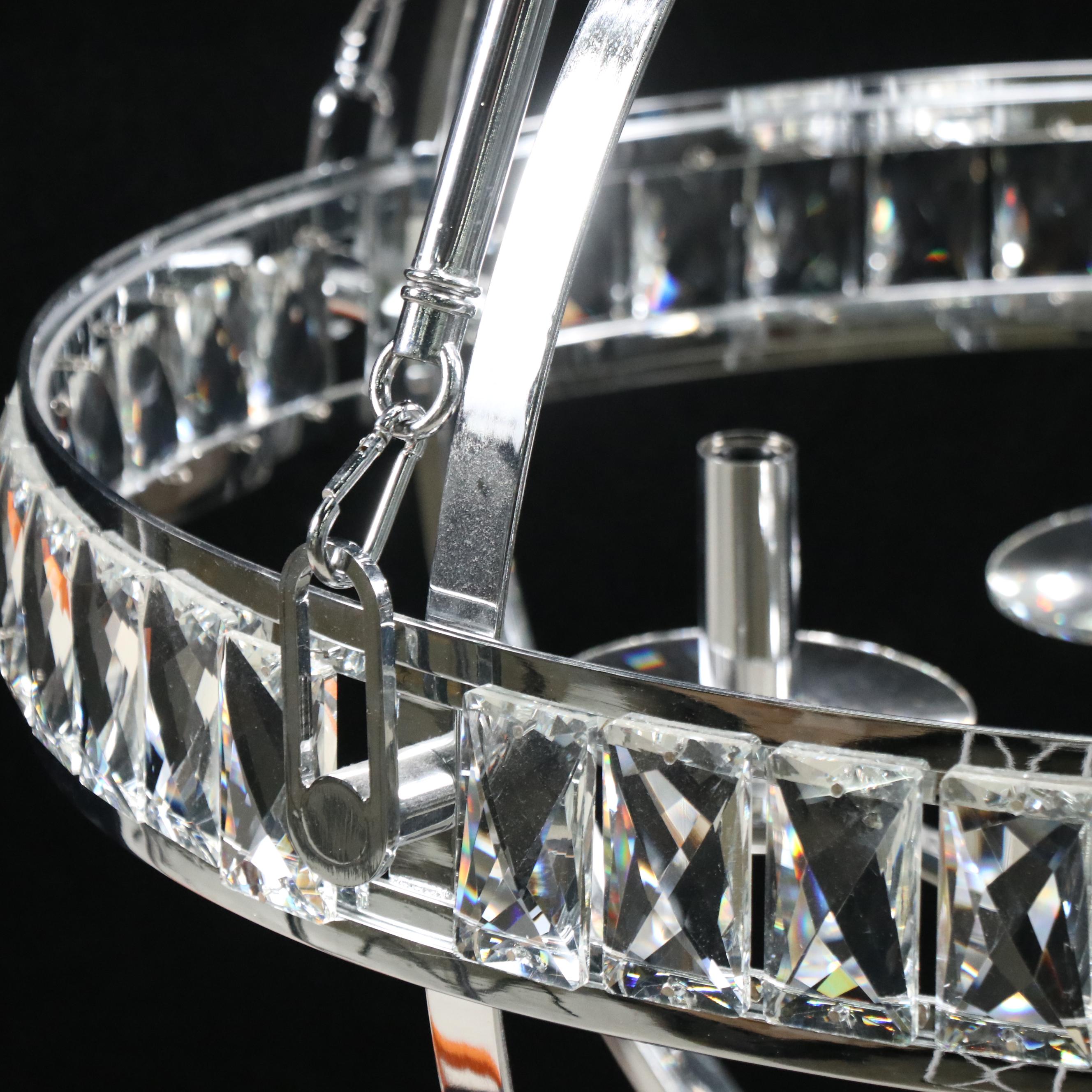 Lucid Lighting Polished Chrome and Crystal Four-Arm Chandelier