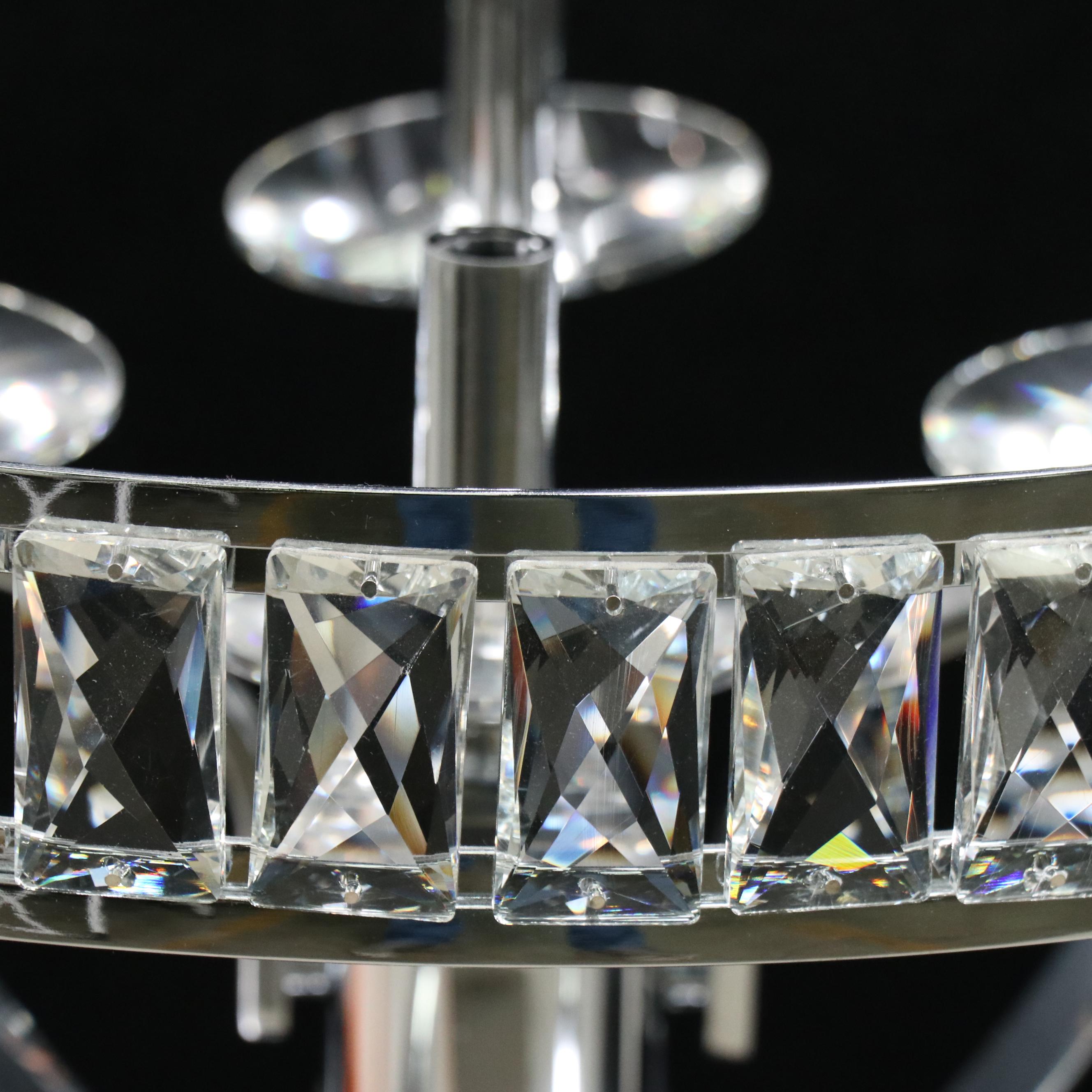 Lucid Lighting Polished Chrome and Crystal Four-Arm Chandelier