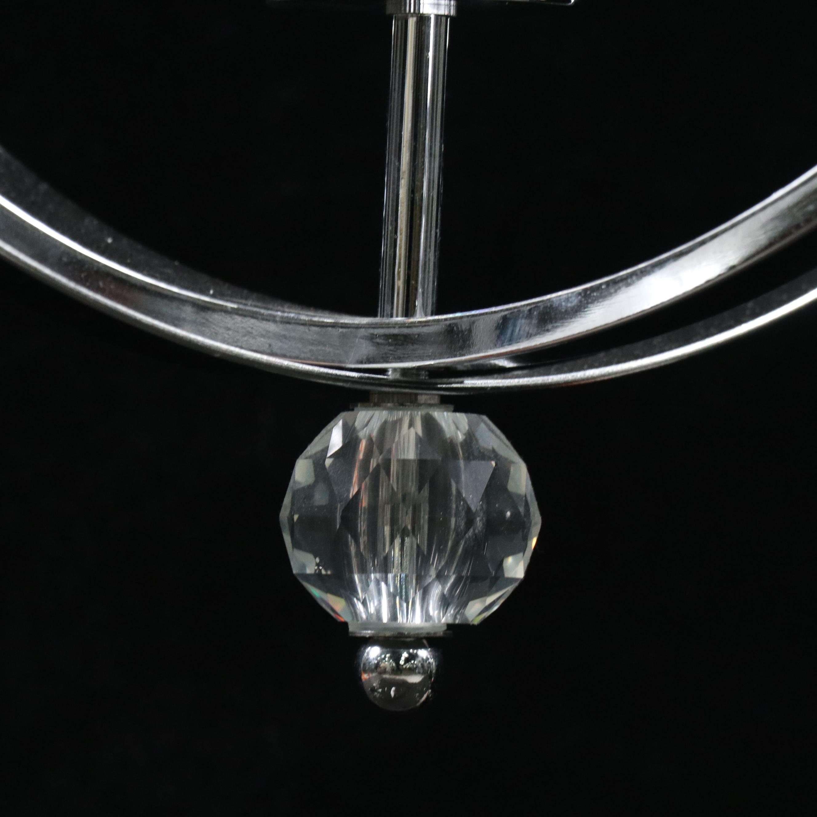 Lucid Lighting Polished Chrome and Crystal Four-Arm Chandelier