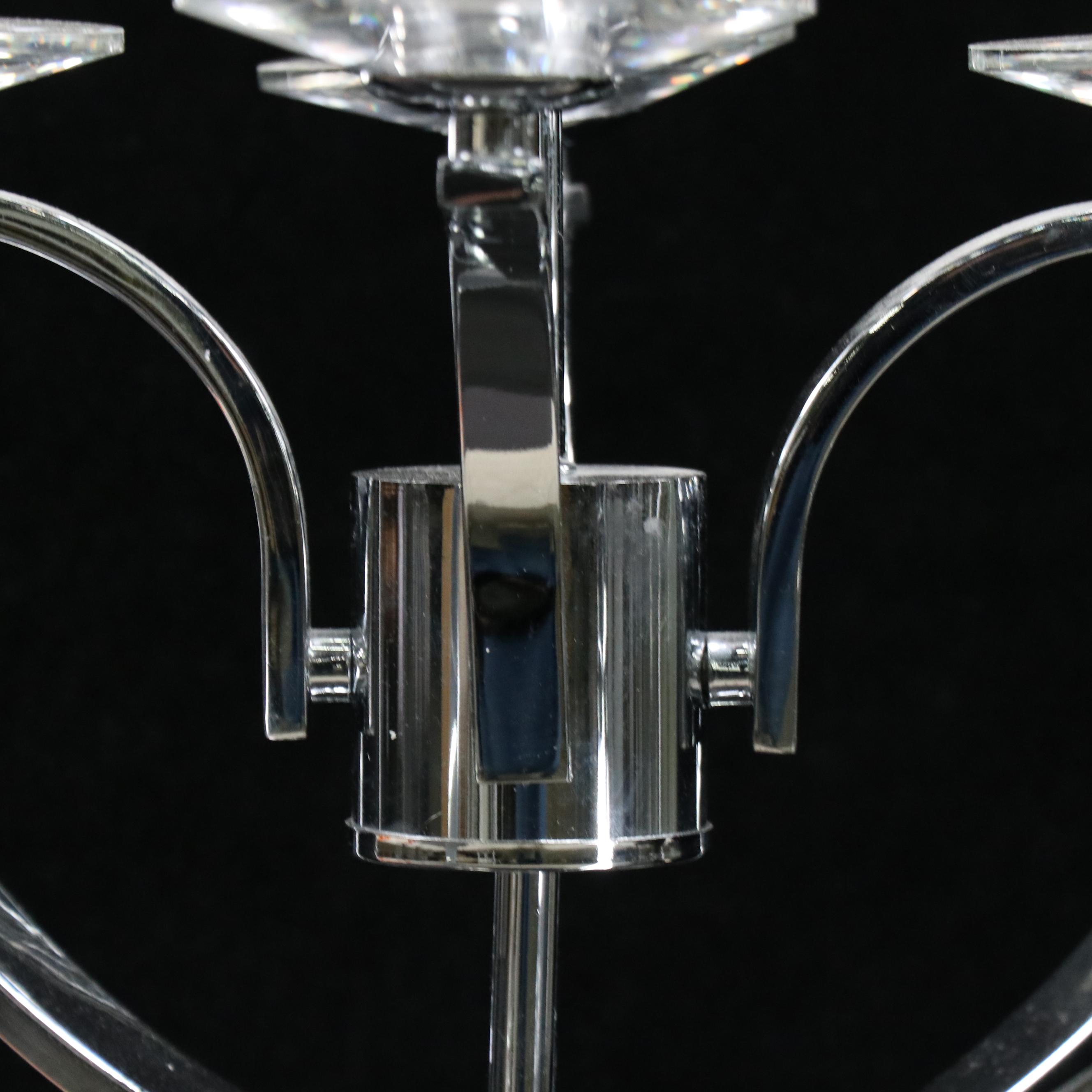 Lucid Lighting Polished Chrome and Crystal Four-Arm Chandelier