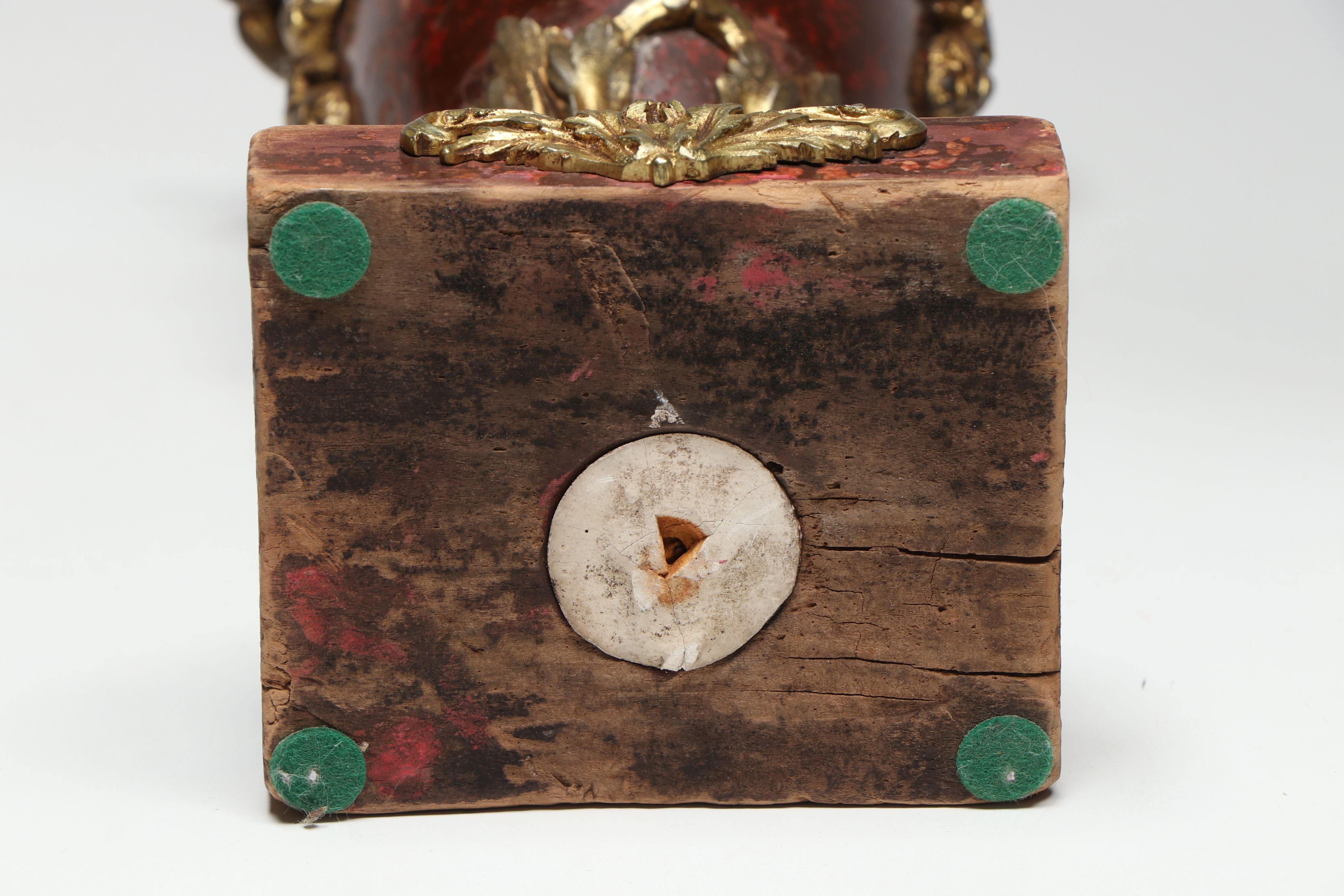 Enameled Brass and East Asian Hand-Painted Metal Vases with Wood Decorative Urn