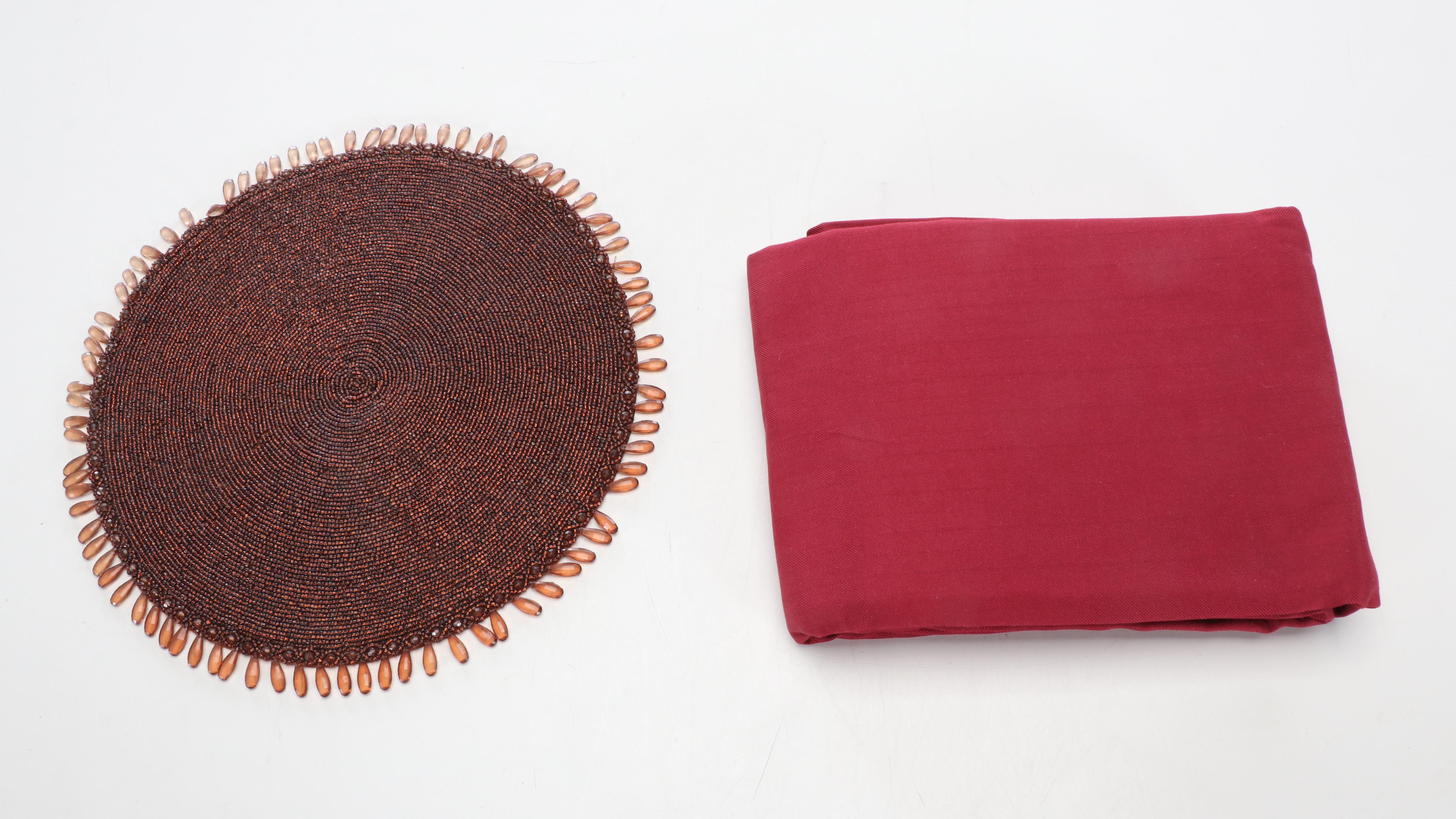 Spode Table Runner, Thro Sequin Table Runner, and More Table Linens