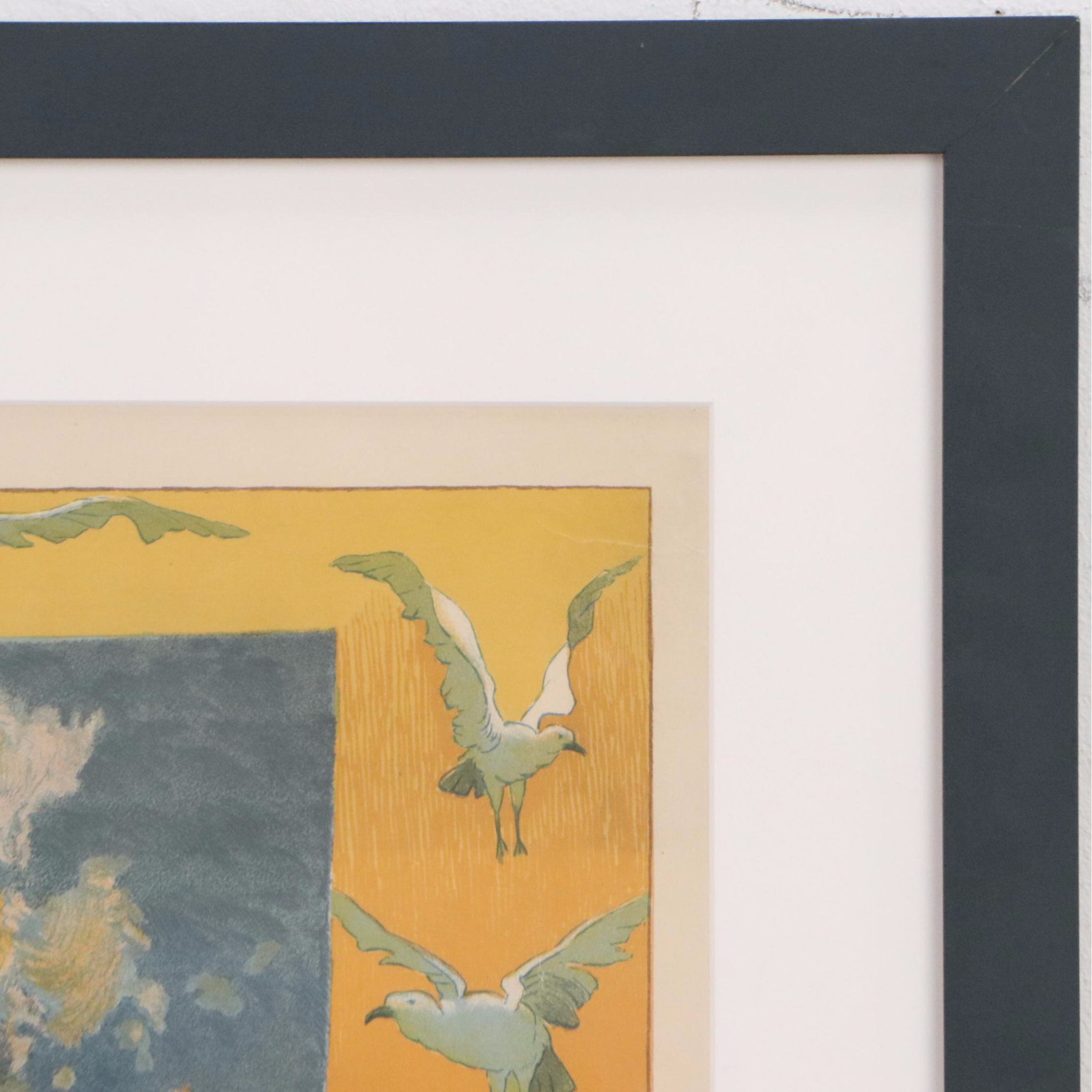 French Color Lithograph Poster for Compagnie Des Messageries Maritimes, c. 1910