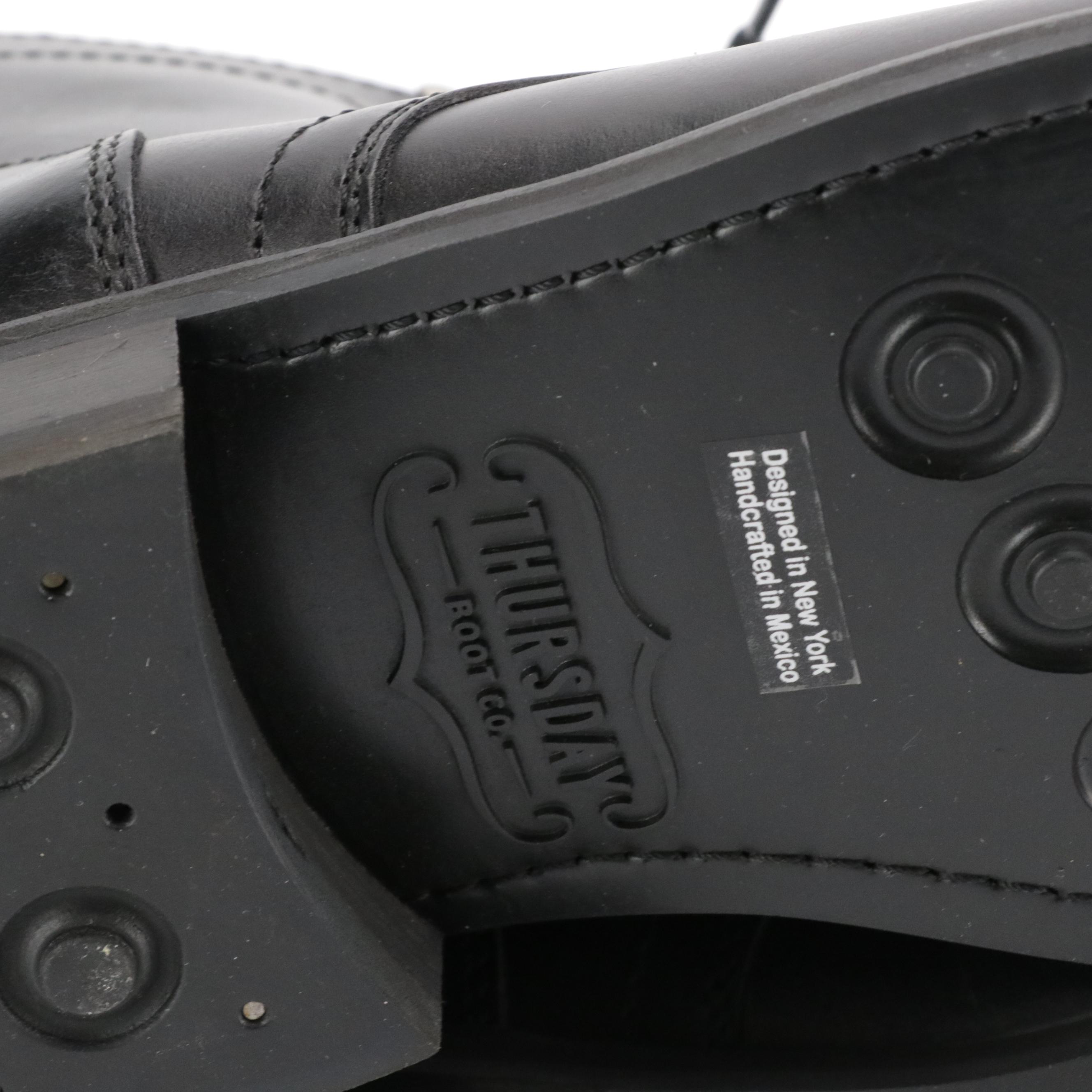 Men's Thursday Boot Co. Captain Lace-Up Boots in Black Leather