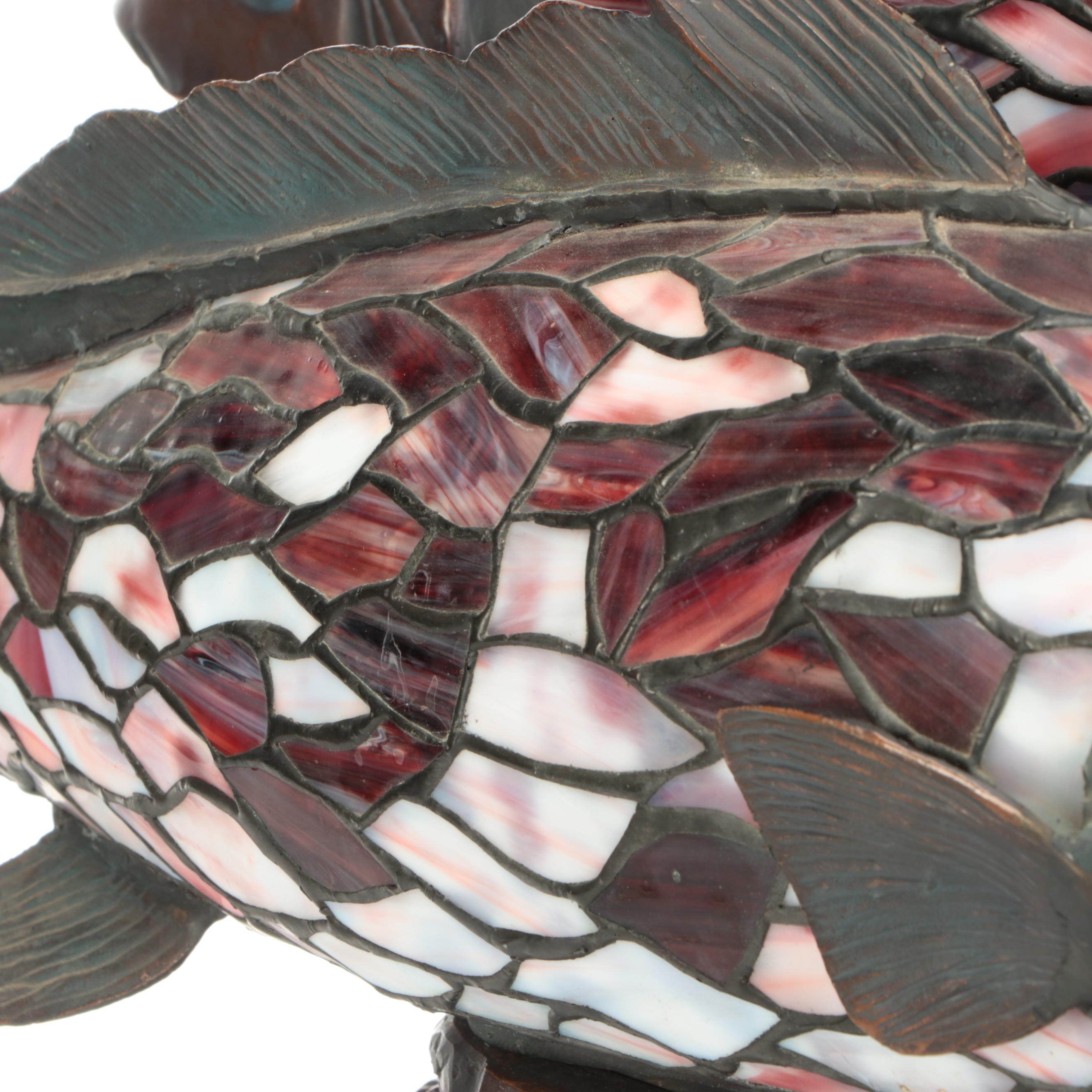 Stained Glass Fish Shade Table Lamp, 1989