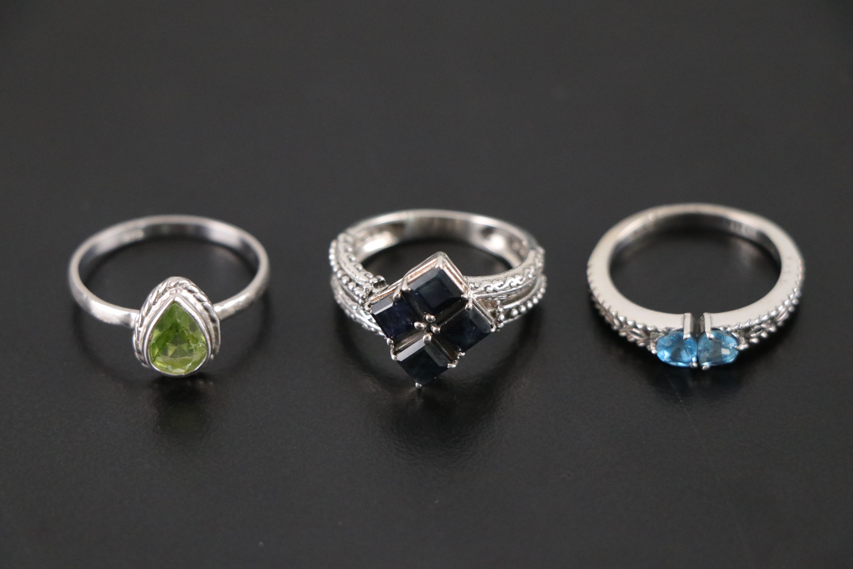 14 Assorted Sterling Silver Rings, Necklaces and Earrings