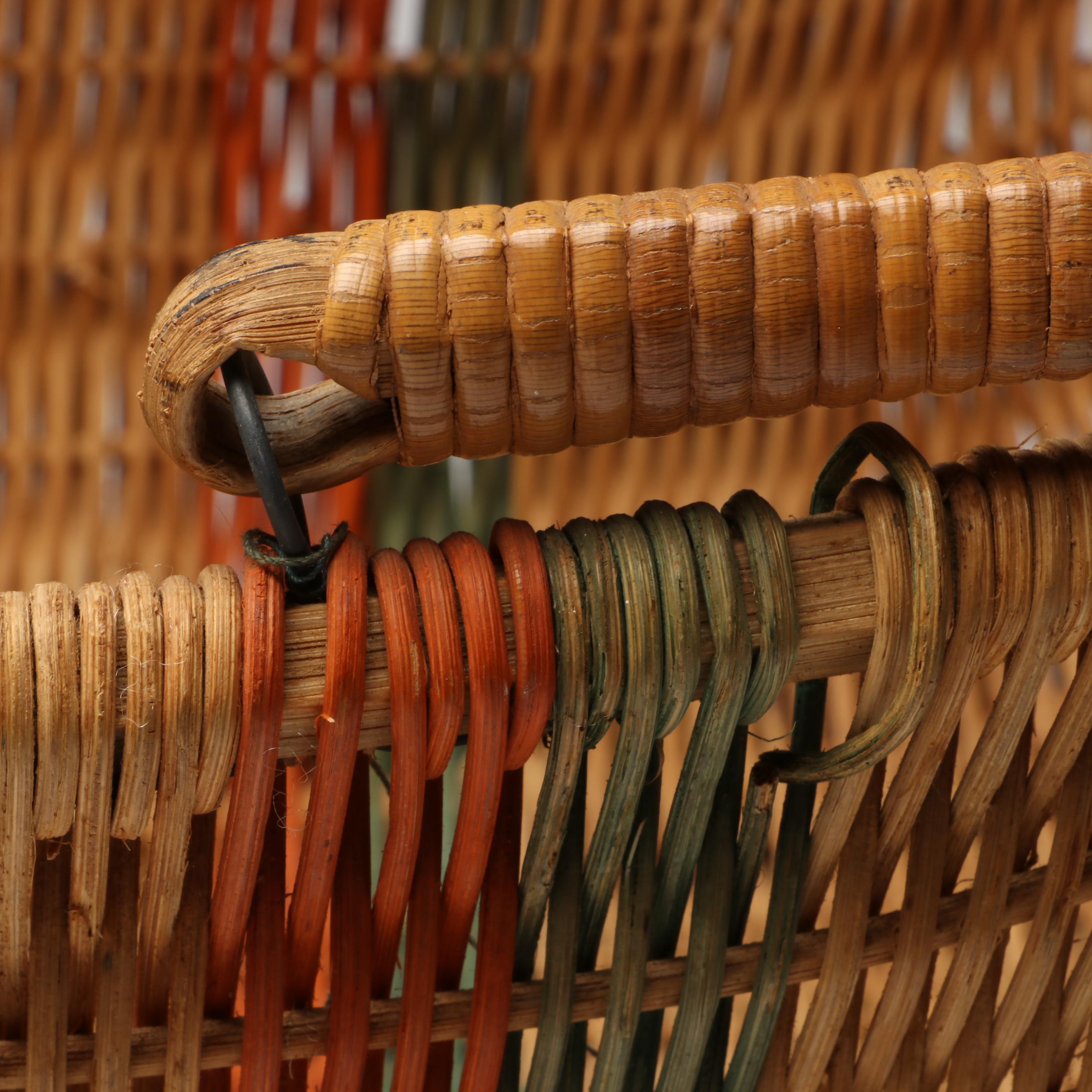 Hand-Woven Lidded and Open Handled Gathering Baskets