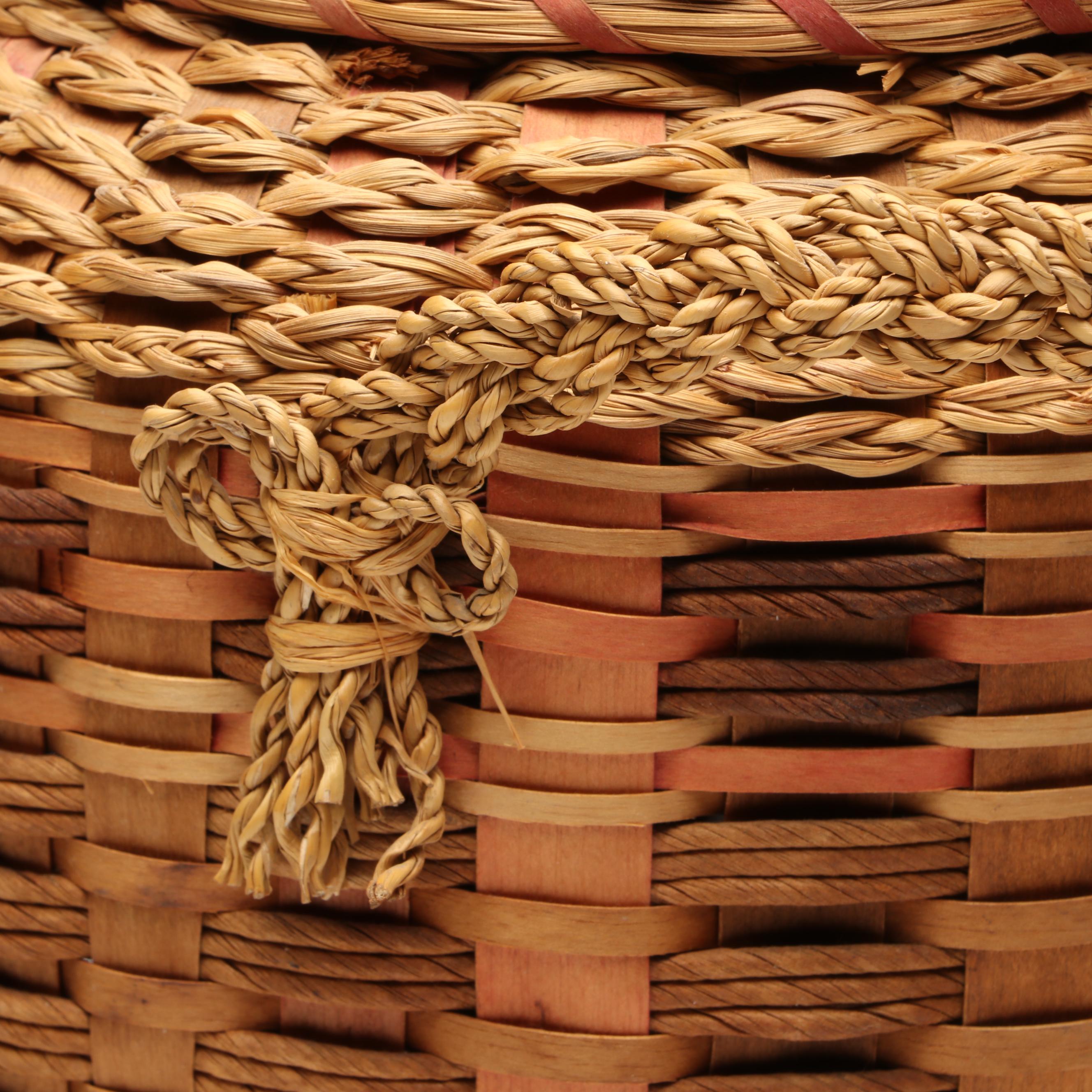 Hand-Woven Lidded and Open Handled Gathering Baskets