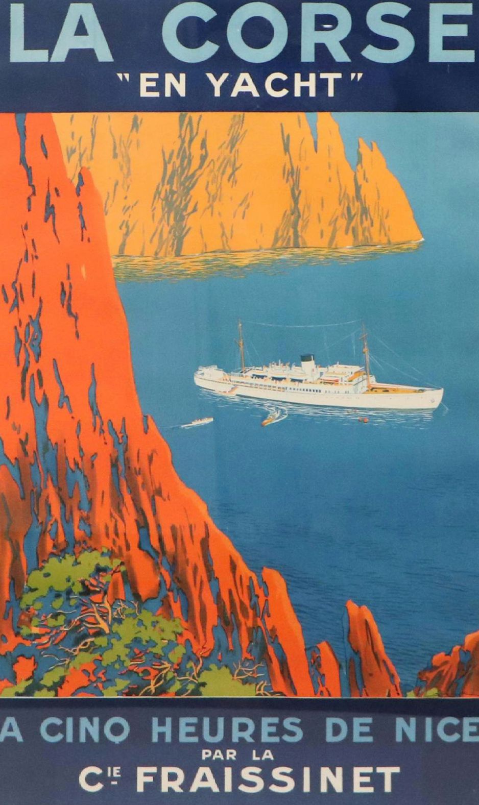 Color Lithograph After Georges Taboureau "La Corse 'En Yacht,'" 1930s