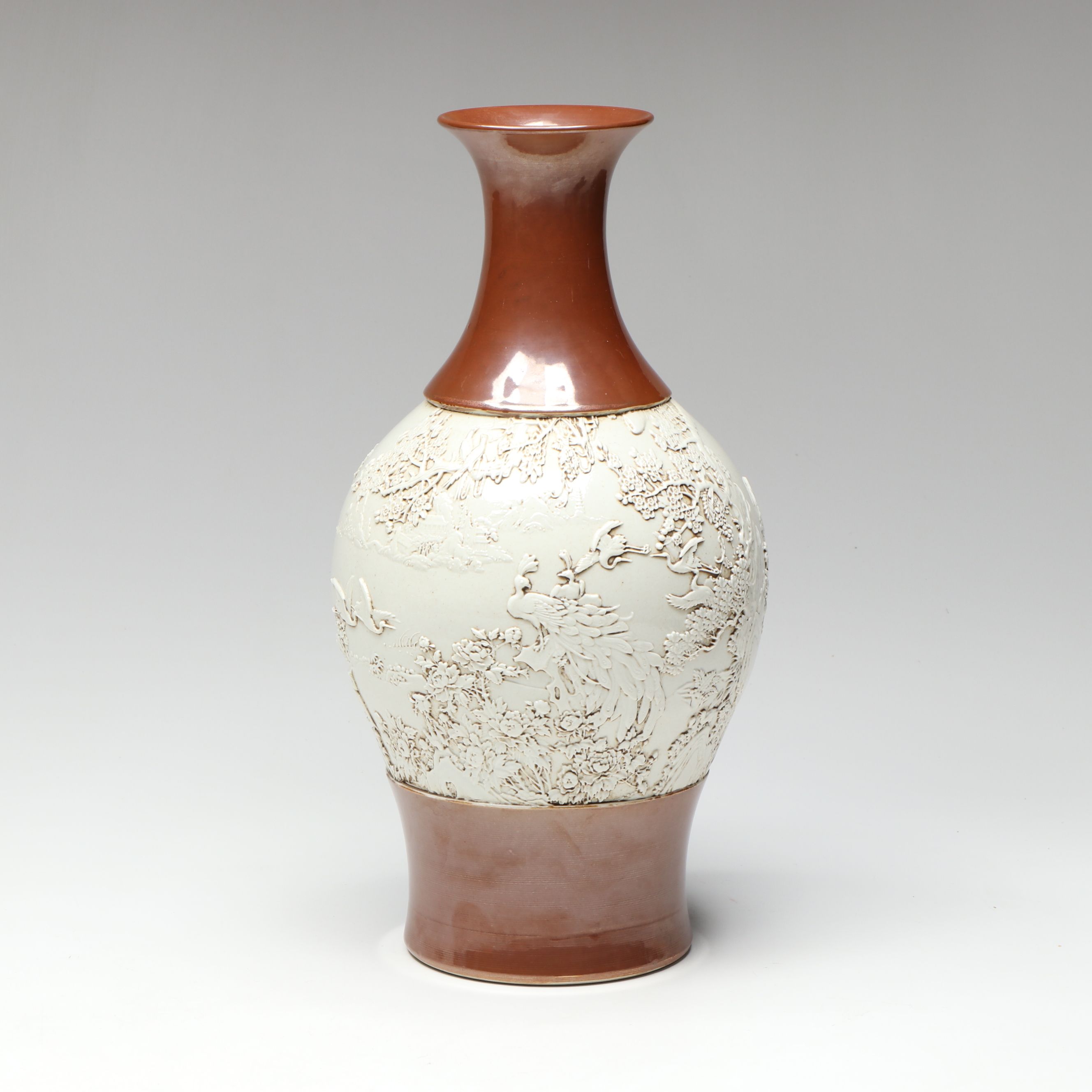 Wang Bing Rong Dual Tone Relief Porcelain Vase