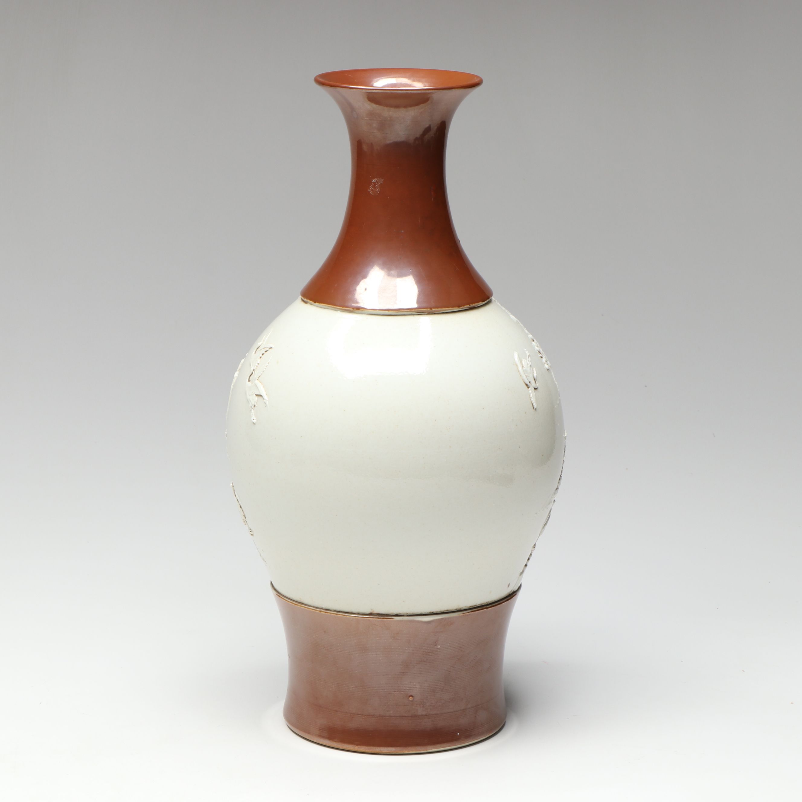 Wang Bing Rong Dual Tone Relief Porcelain Vase