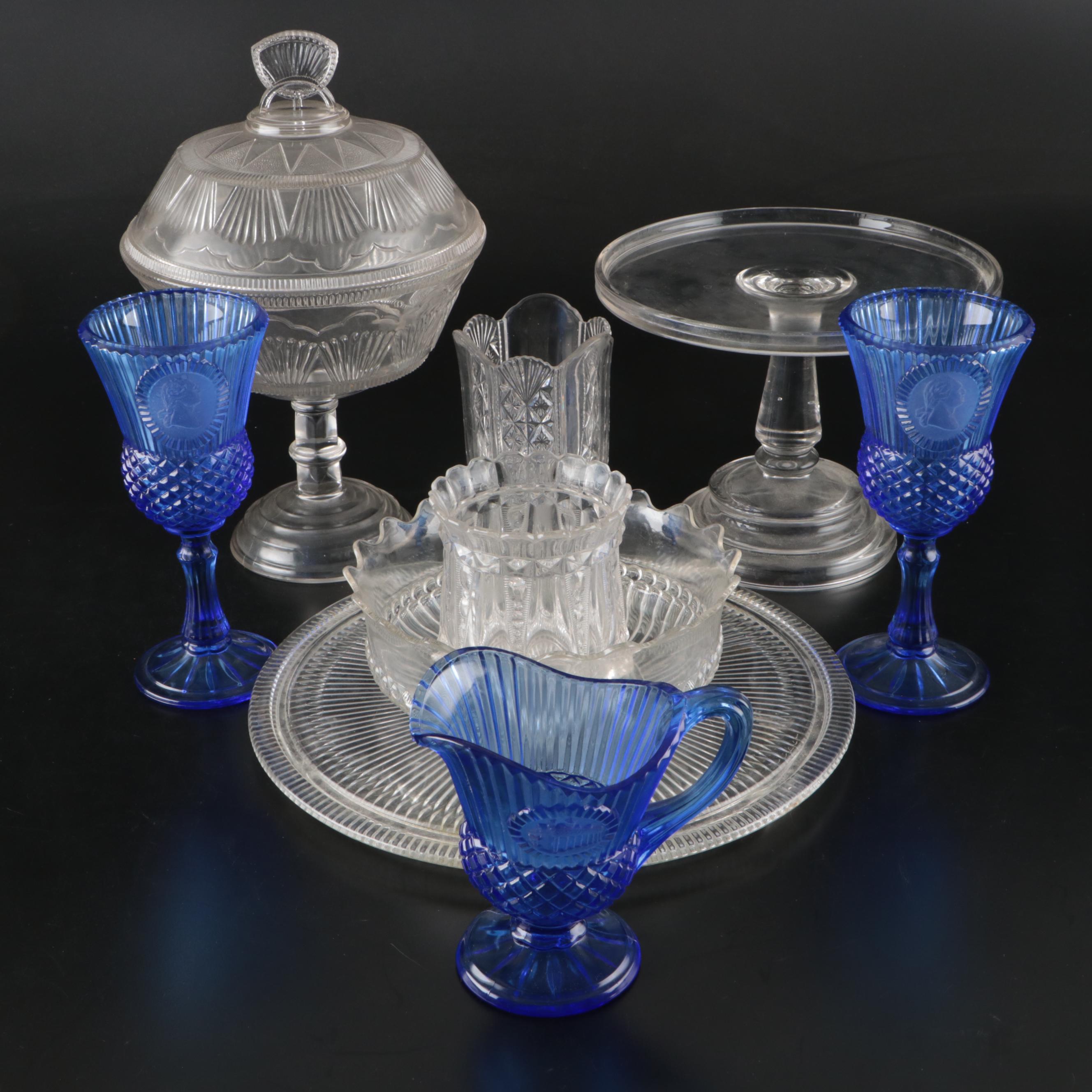 Doyle Glass "Comet Clear" Lidded Compote and Other Vintage and EAPG Glassware