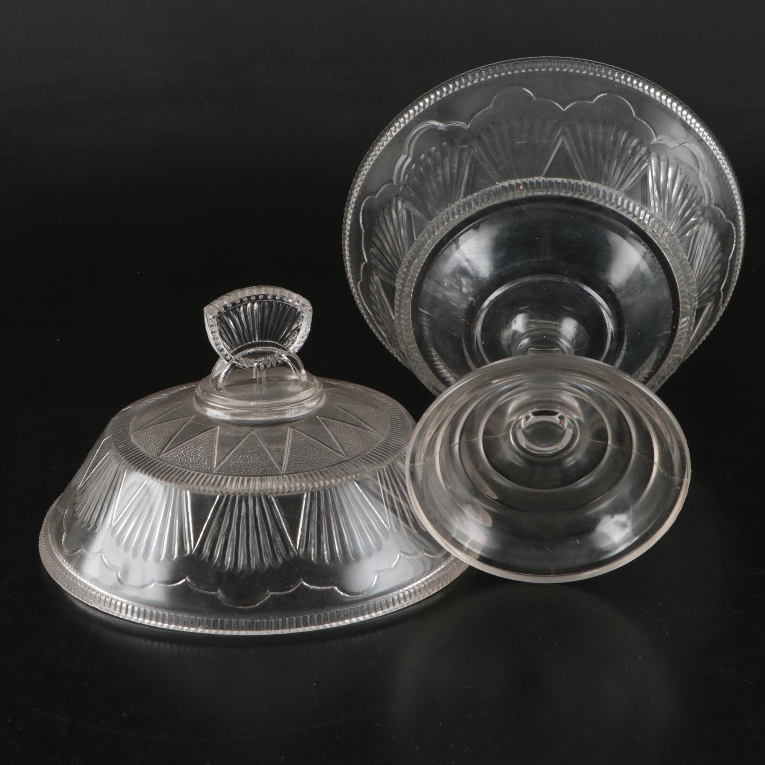 Doyle Glass "Comet Clear" Lidded Compote and Other Vintage and EAPG Glassware
