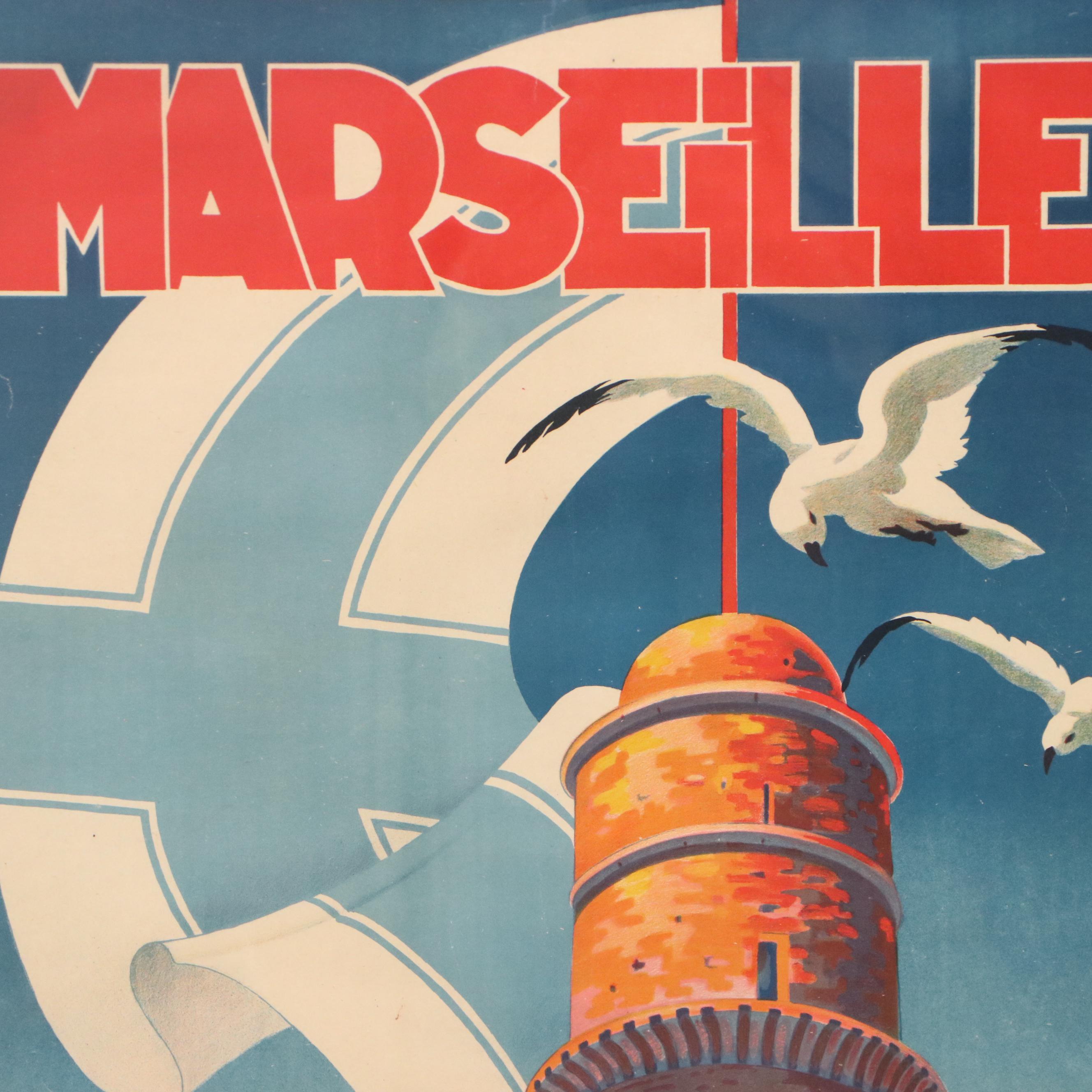 Color Lithograph Travel Poster "Marseille" After Charles Béglia, 20th Century