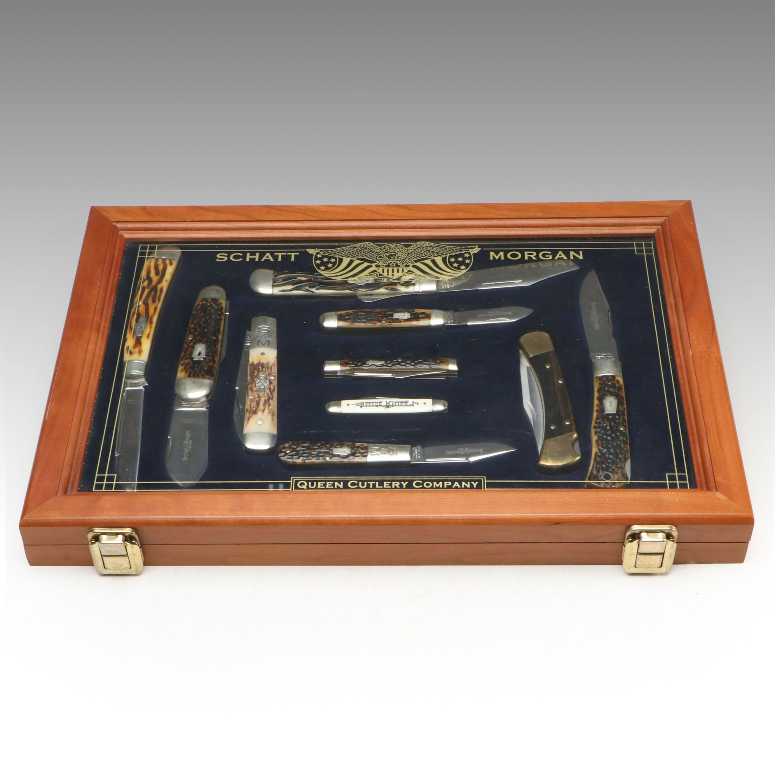 Queen Cutlery Schatt & Morgan Folding Knives in Presentation Case