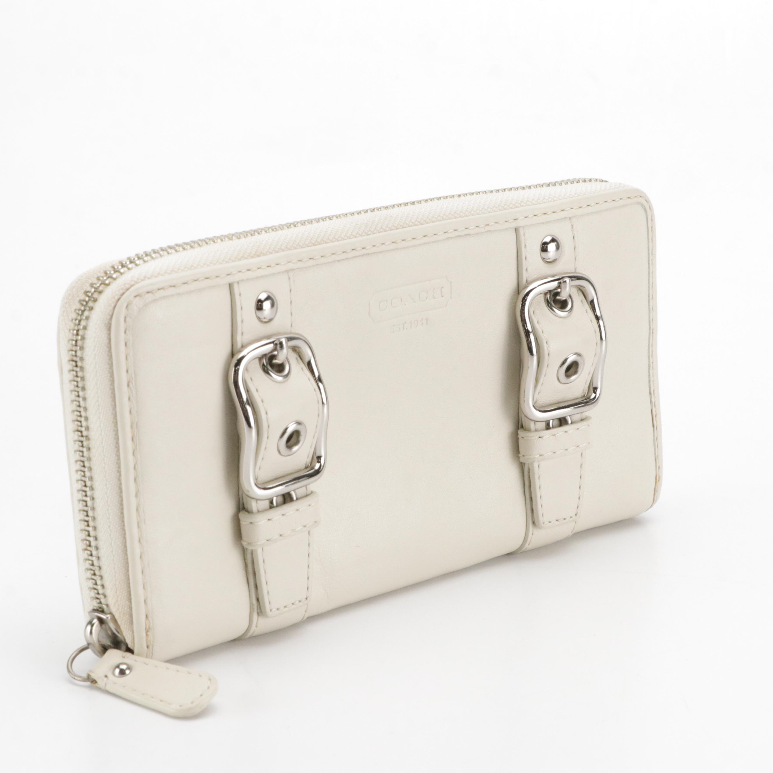 Coach Abbie 9017 Black Leather Crossbody Bag & Buckle Accented Zip-Around Wallet