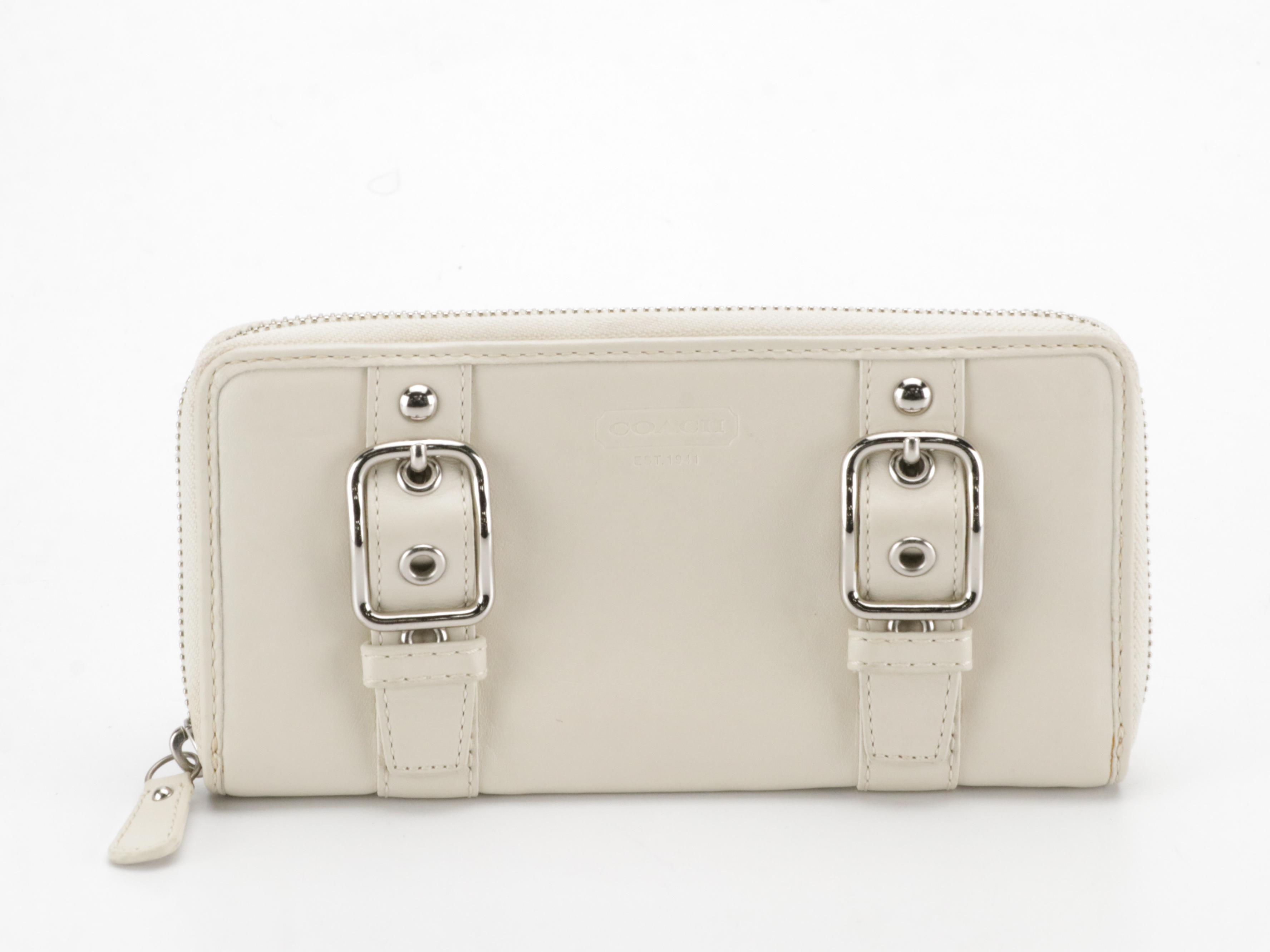 Coach Abbie 9017 Black Leather Crossbody Bag & Buckle Accented Zip-Around Wallet