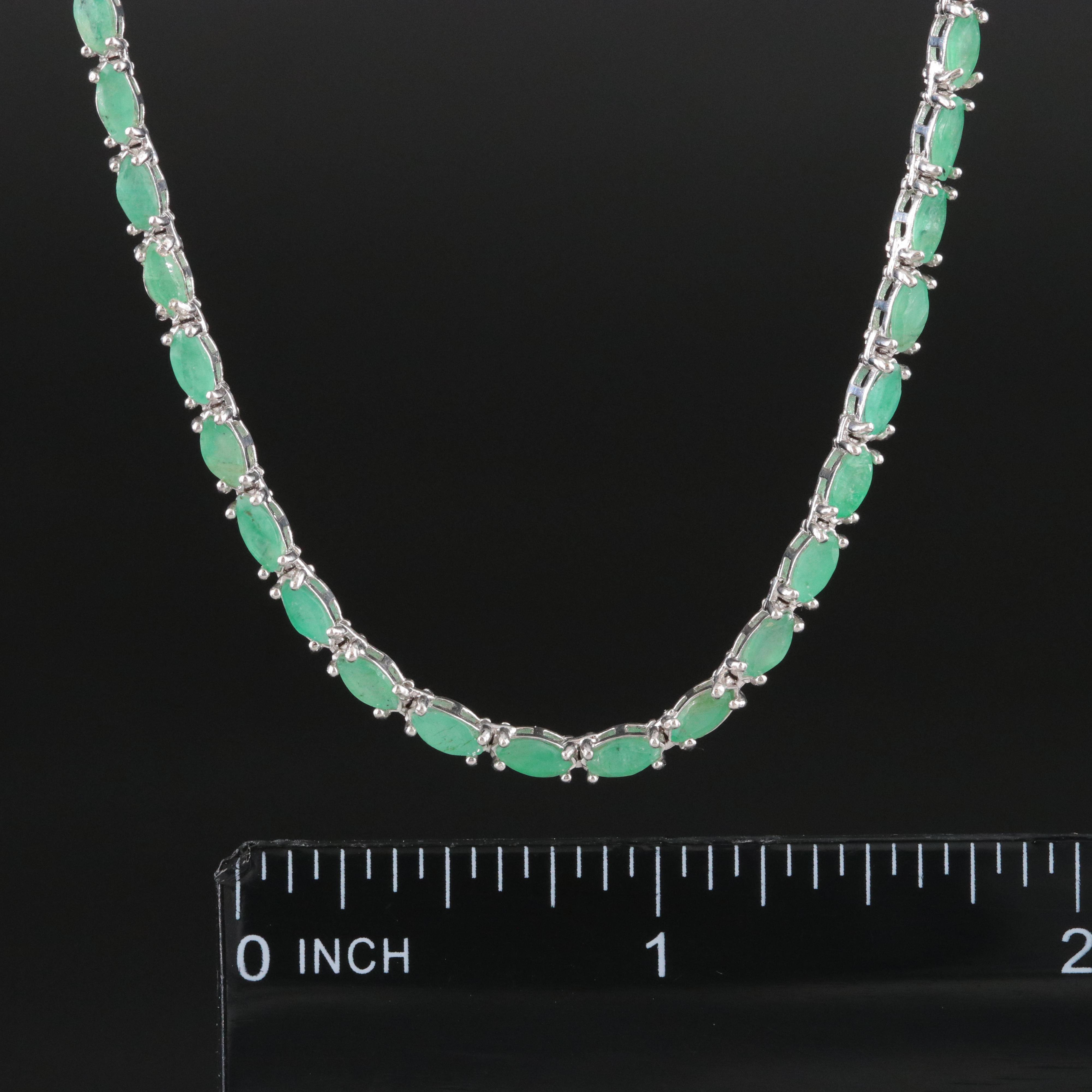 Sterling Emerald Rivière Necklace