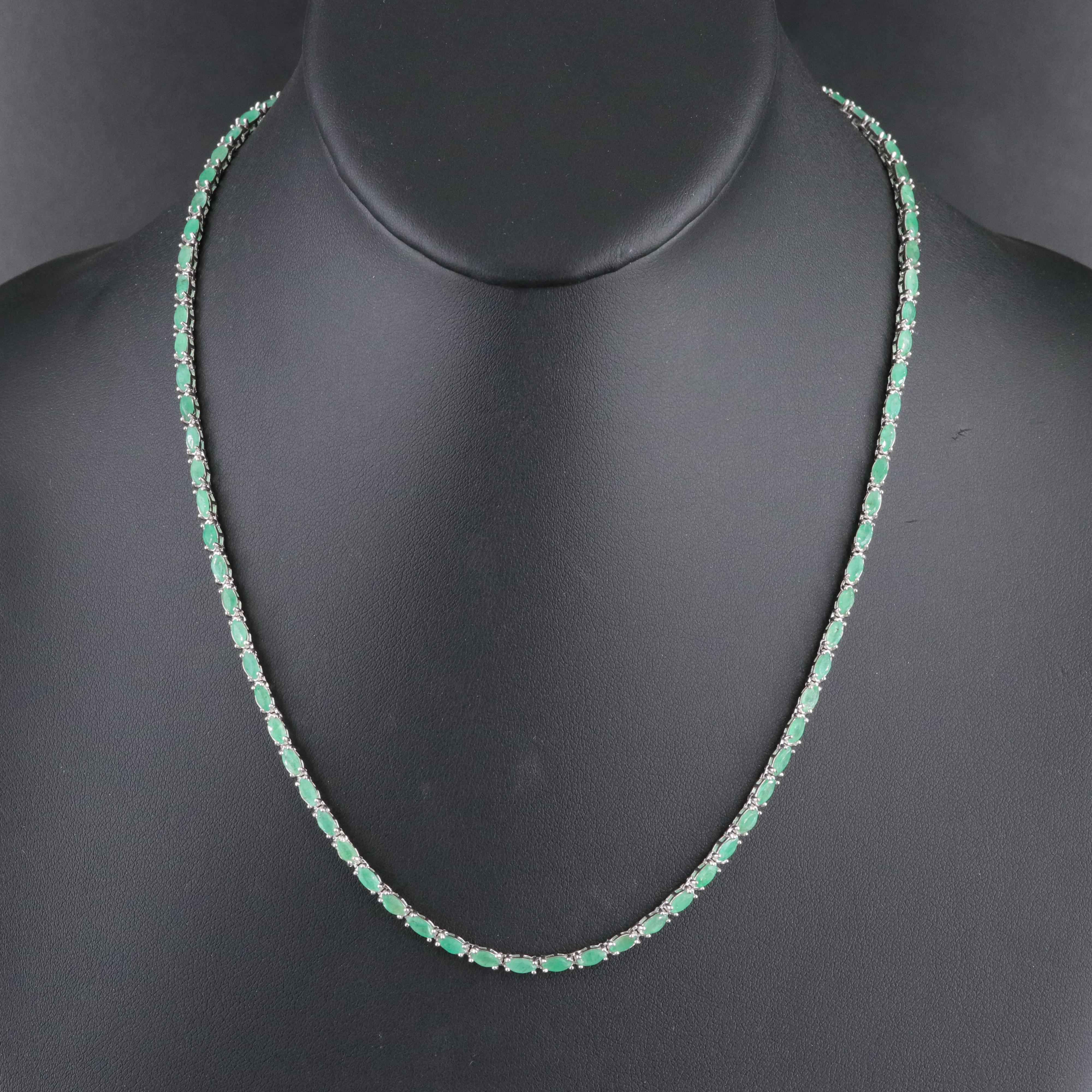 Sterling Emerald Rivière Necklace