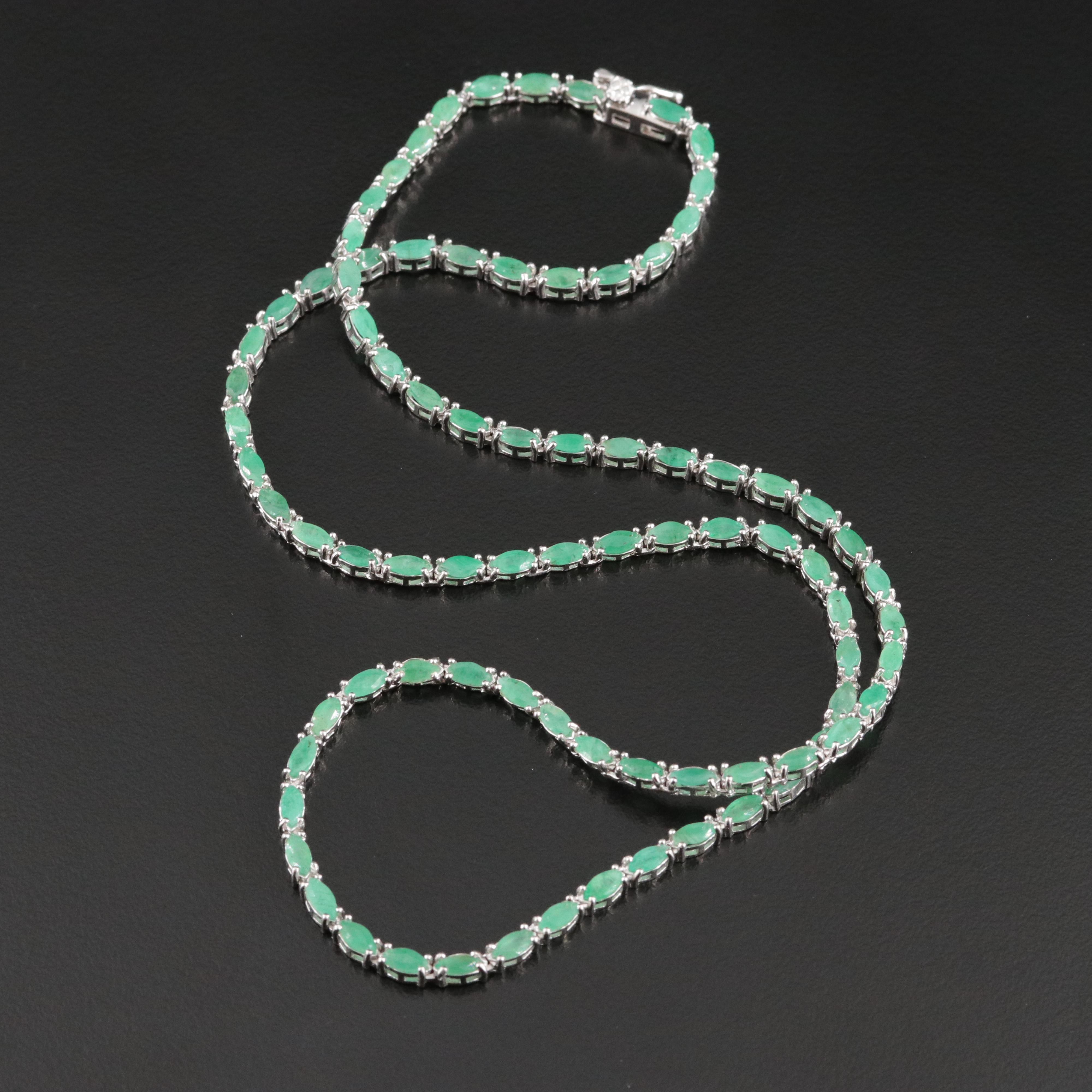 Sterling Emerald Rivière Necklace