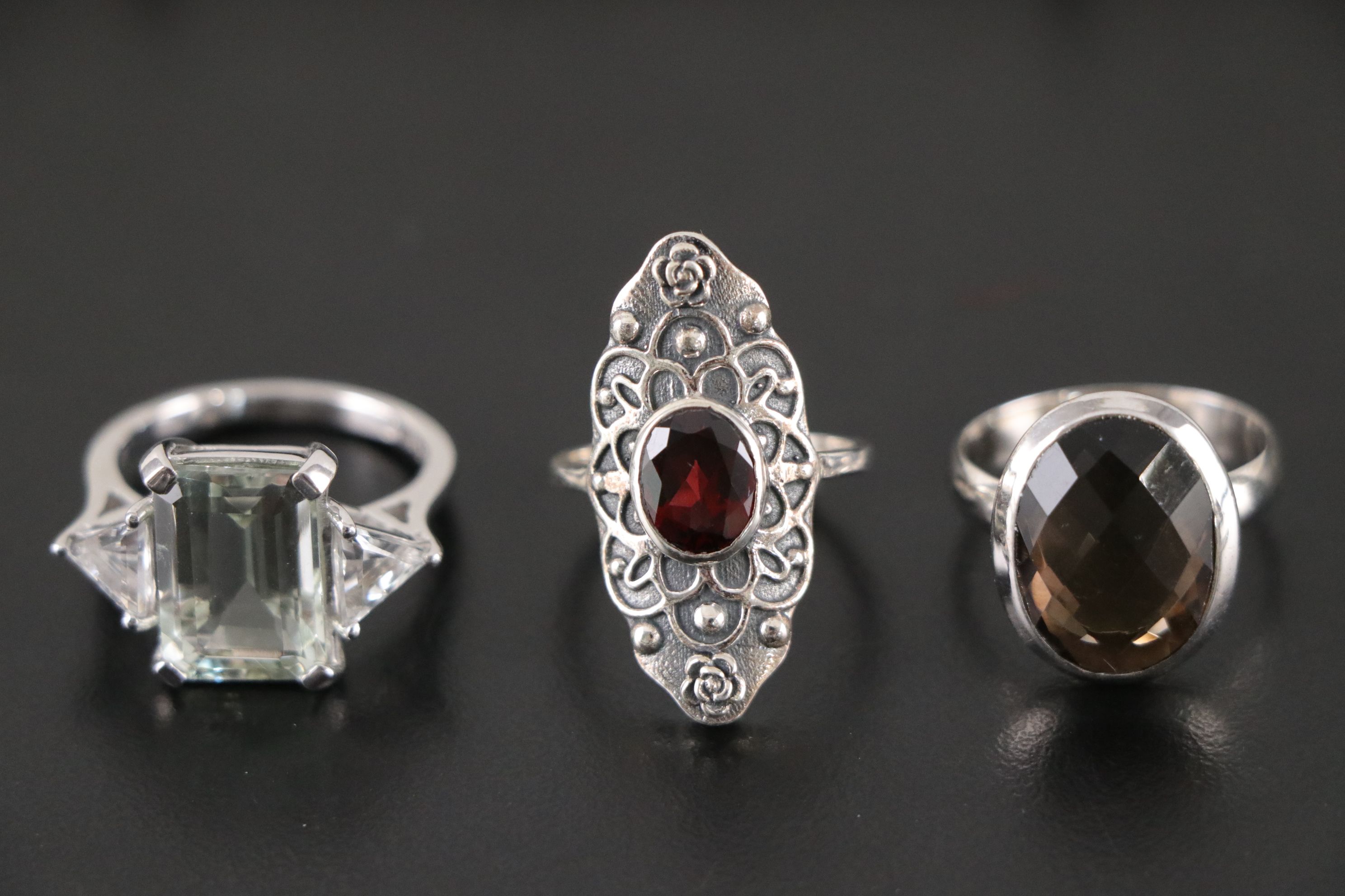 14 Assorted Sterling Silver Rings, Necklaces and Earrings