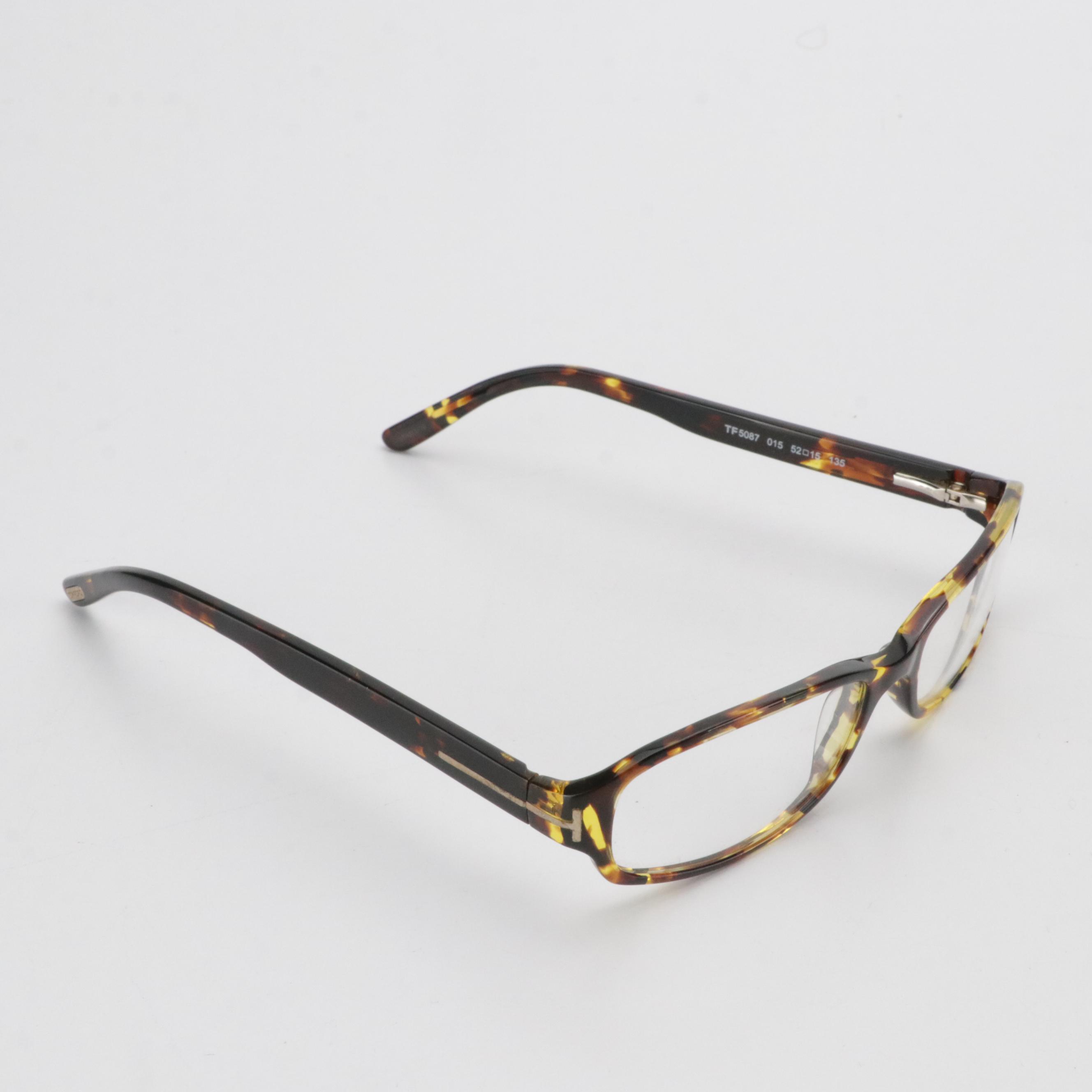 Tom Ford TF5087 Rectangular Havana Eyeglass Frames with Case and Box