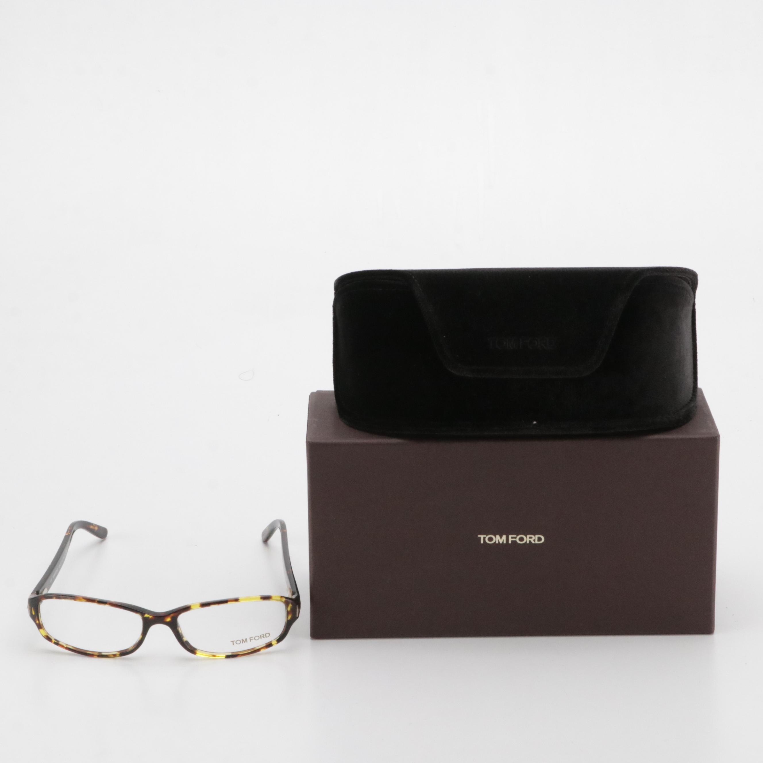 Tom Ford TF5087 Rectangular Havana Eyeglass Frames with Case and Box