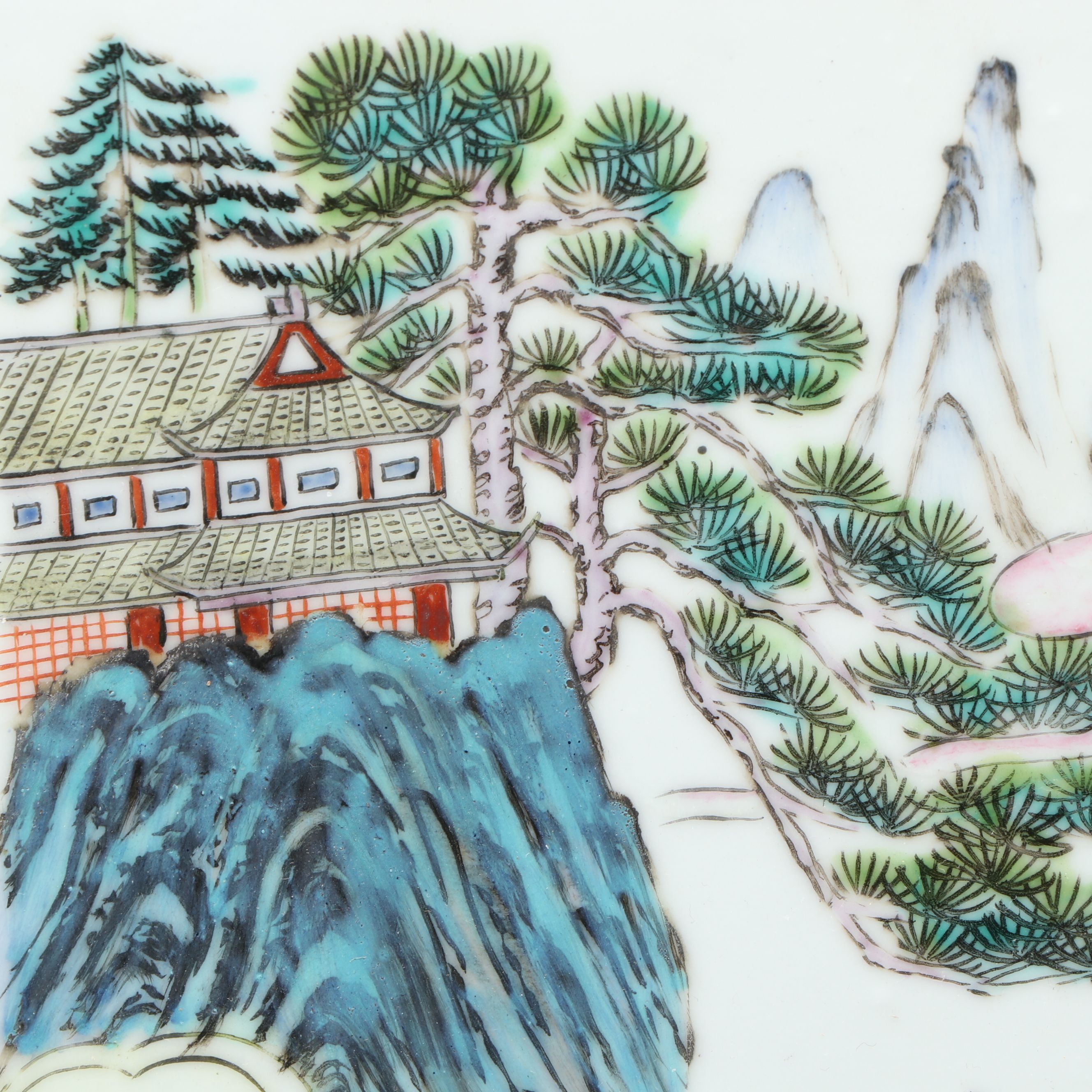 Chinese Guangxu Period Hand-Painted Zhang Guolao Porcelain Tile