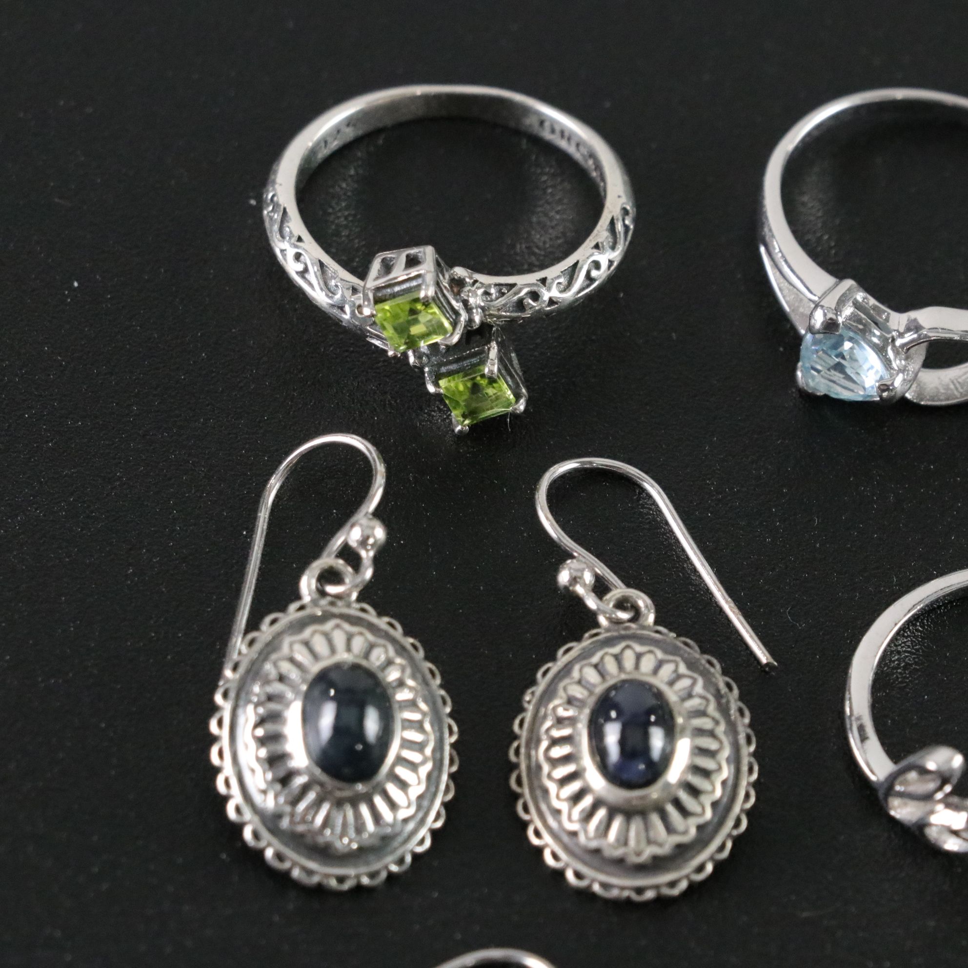 14 Assorted Sterling Silver Rings, Necklaces, Earrings, and Pendants