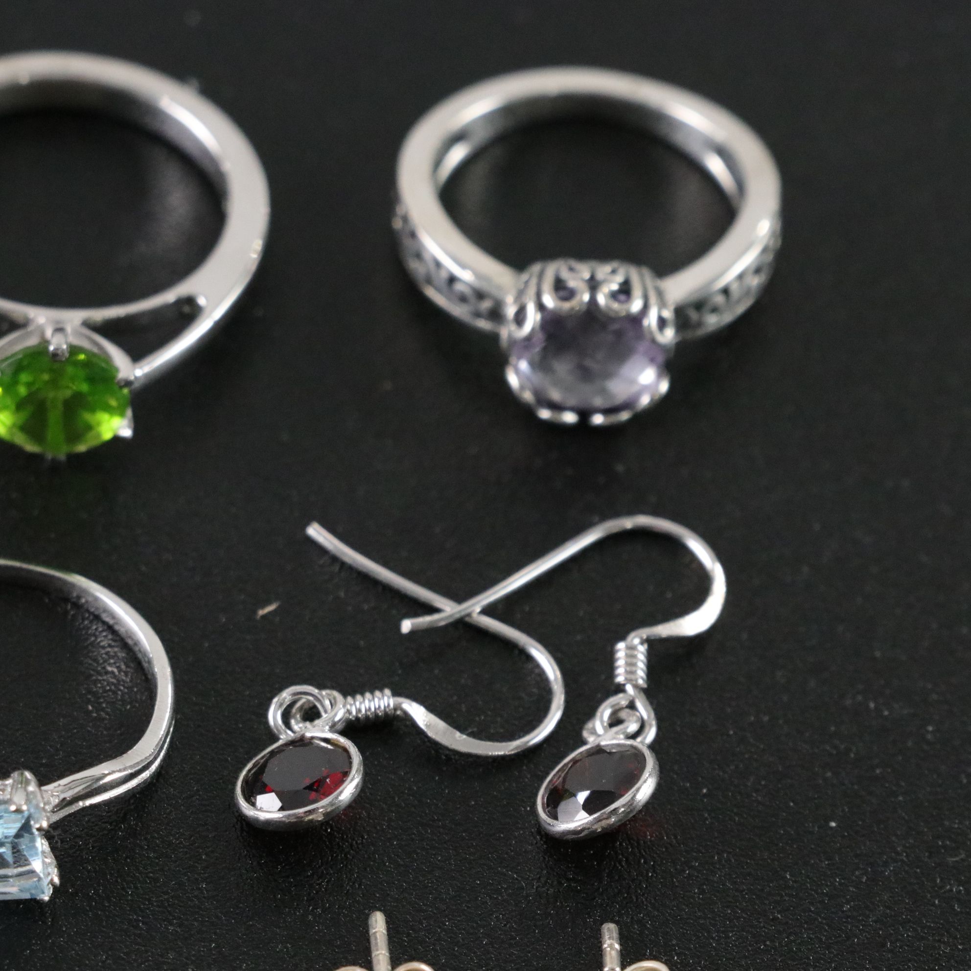 14 Assorted Sterling Silver Rings, Necklaces, Earrings, and Pendants