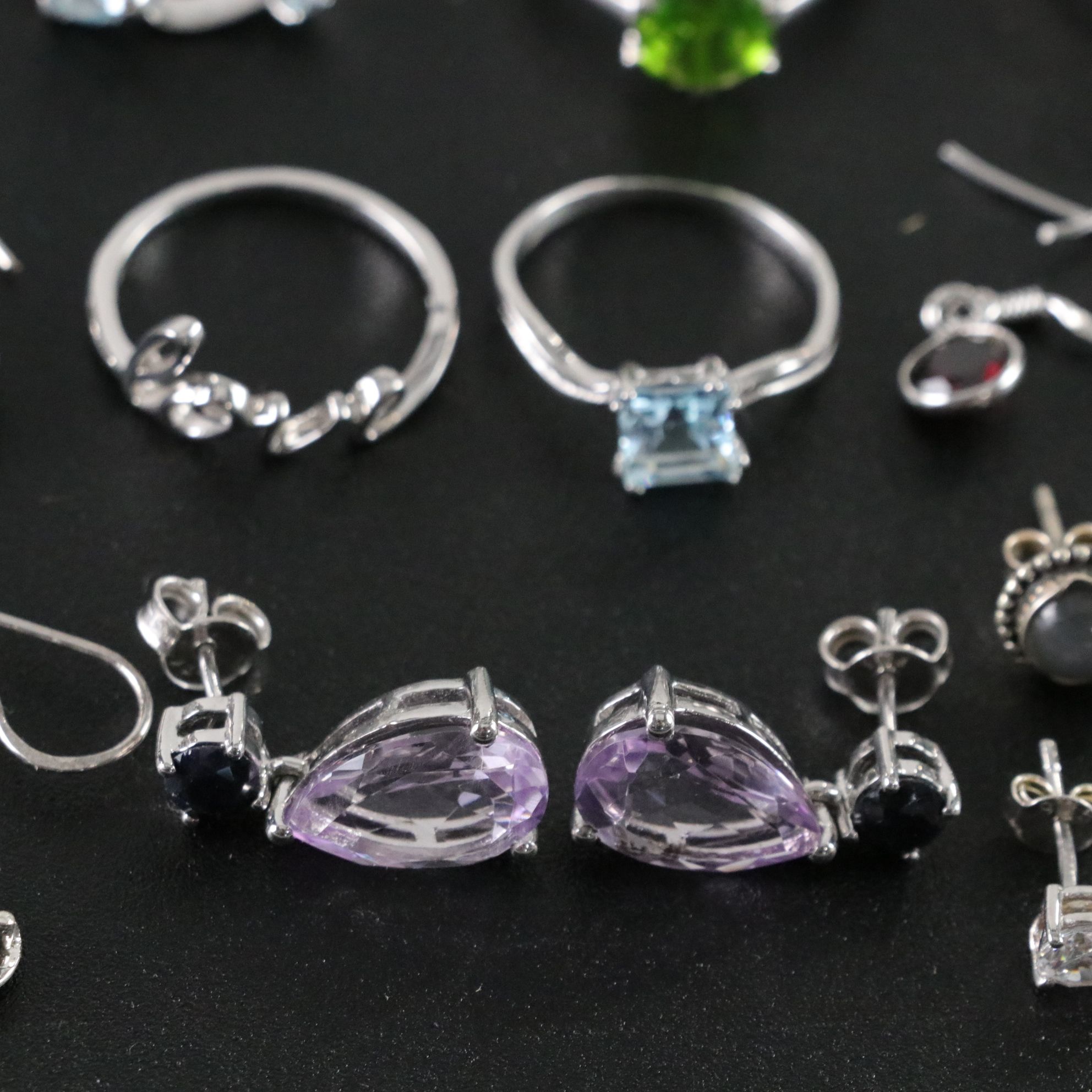 14 Assorted Sterling Silver Rings, Necklaces, Earrings, and Pendants