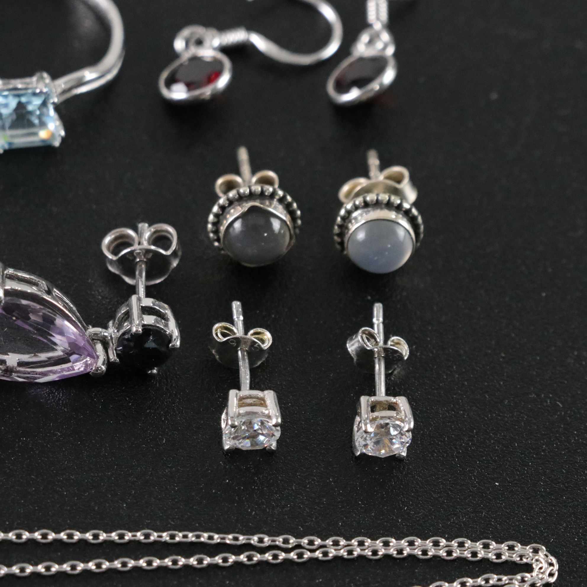 14 Assorted Sterling Silver Rings, Necklaces, Earrings, and Pendants