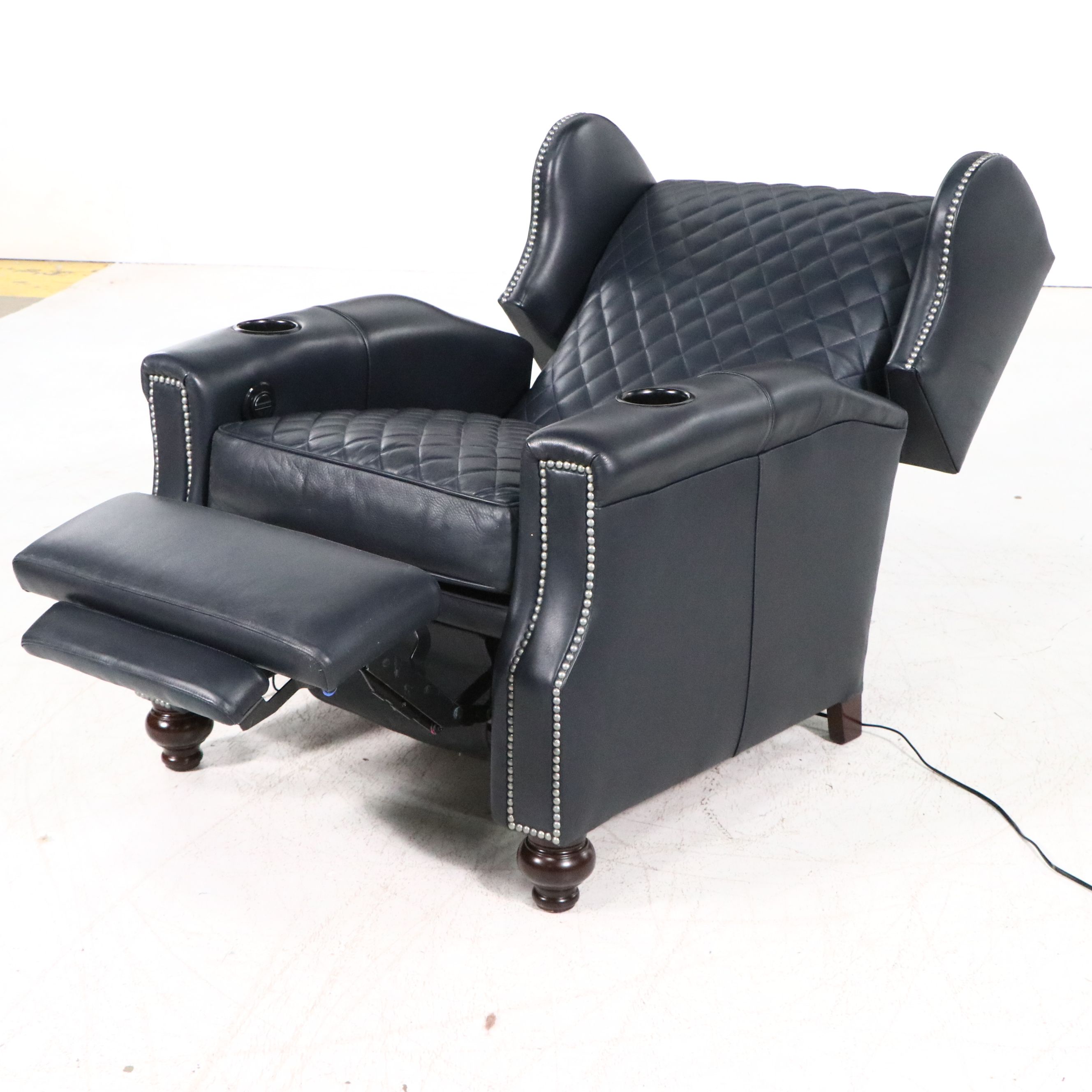 Leathercraft Quilted Leather Upholstered Recliner with Nailhead Trim