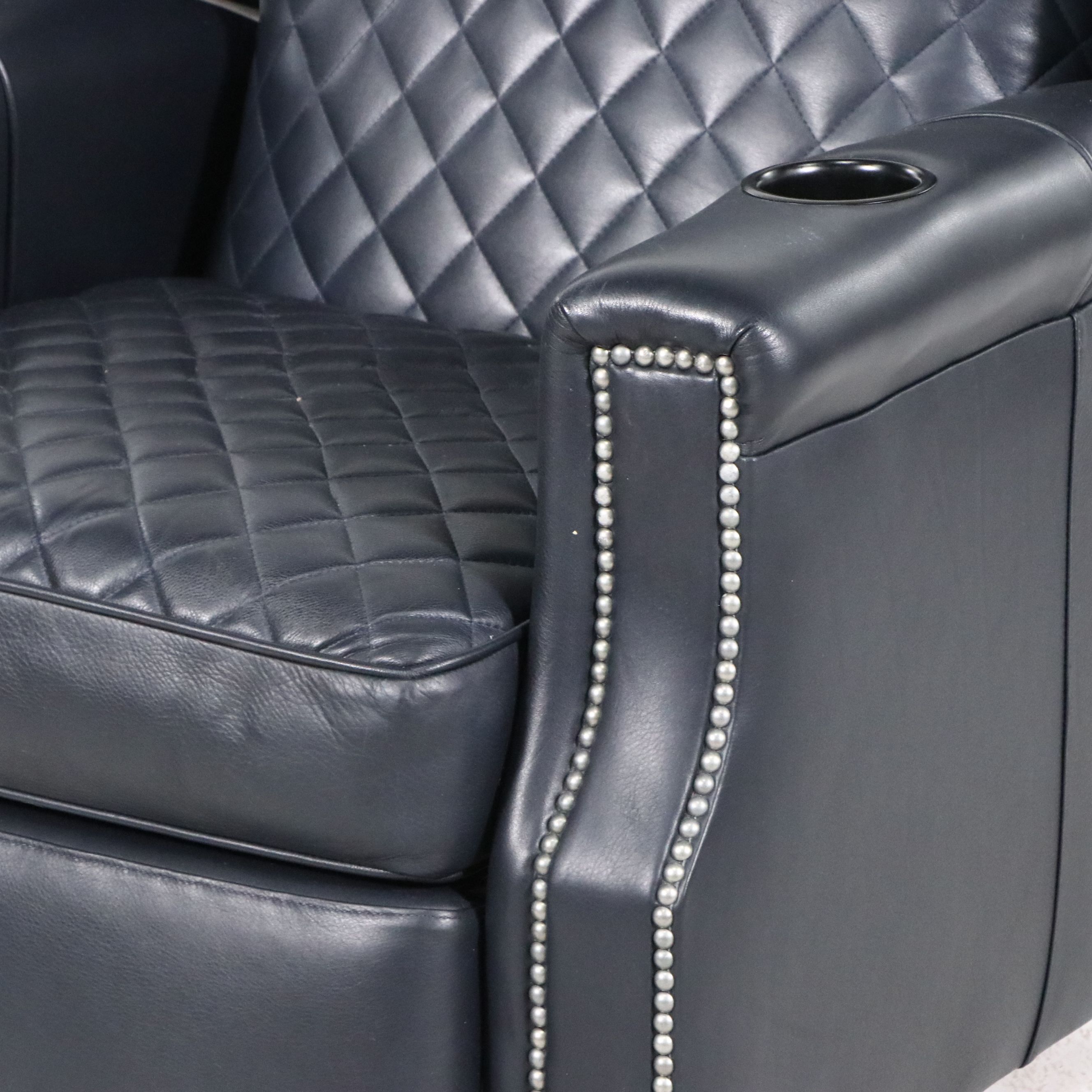 Leathercraft Quilted Leather Upholstered Recliner with Nailhead Trim