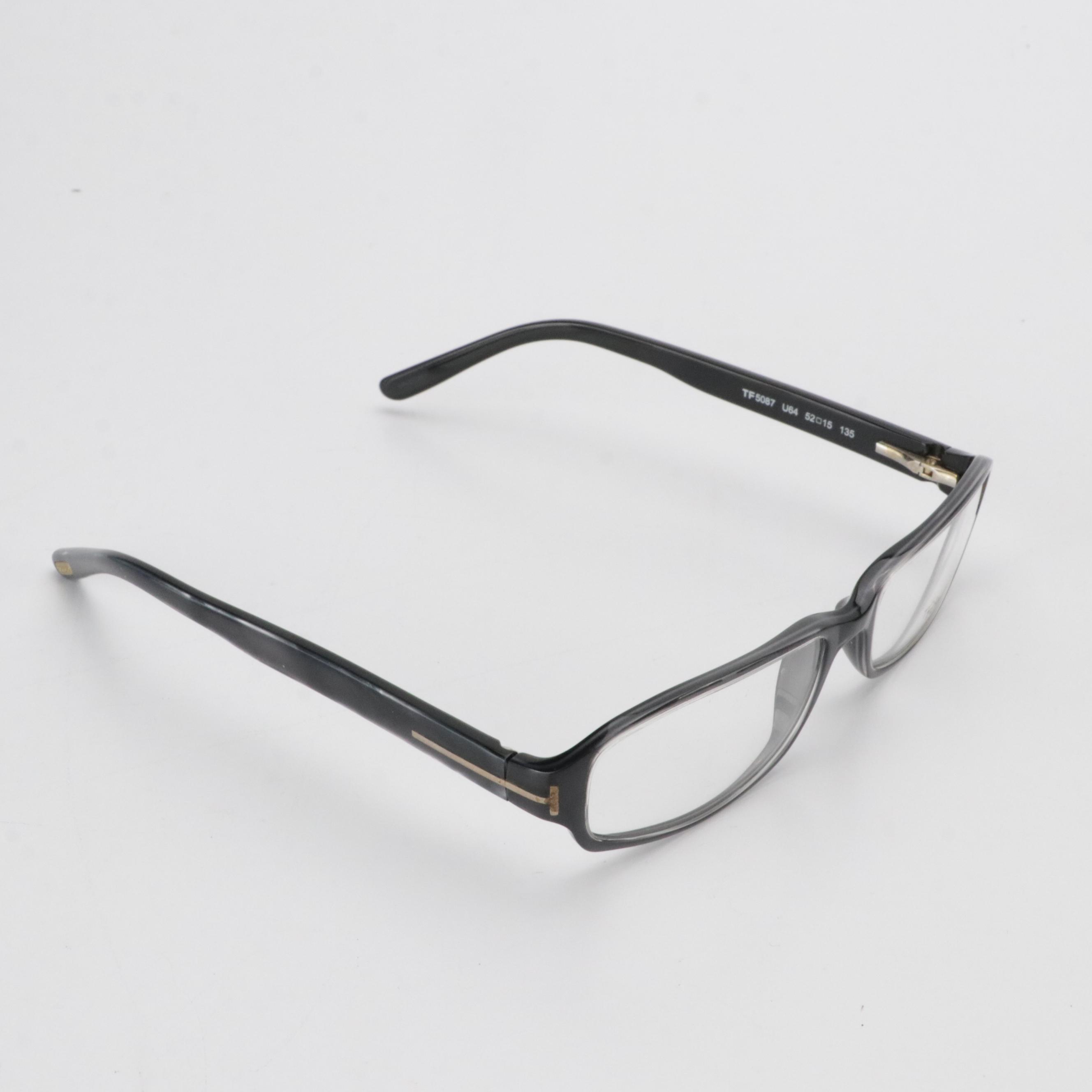 Tom Ford TF5087 Rectangular Marbleized Eyeglass Frames with Case and Box
