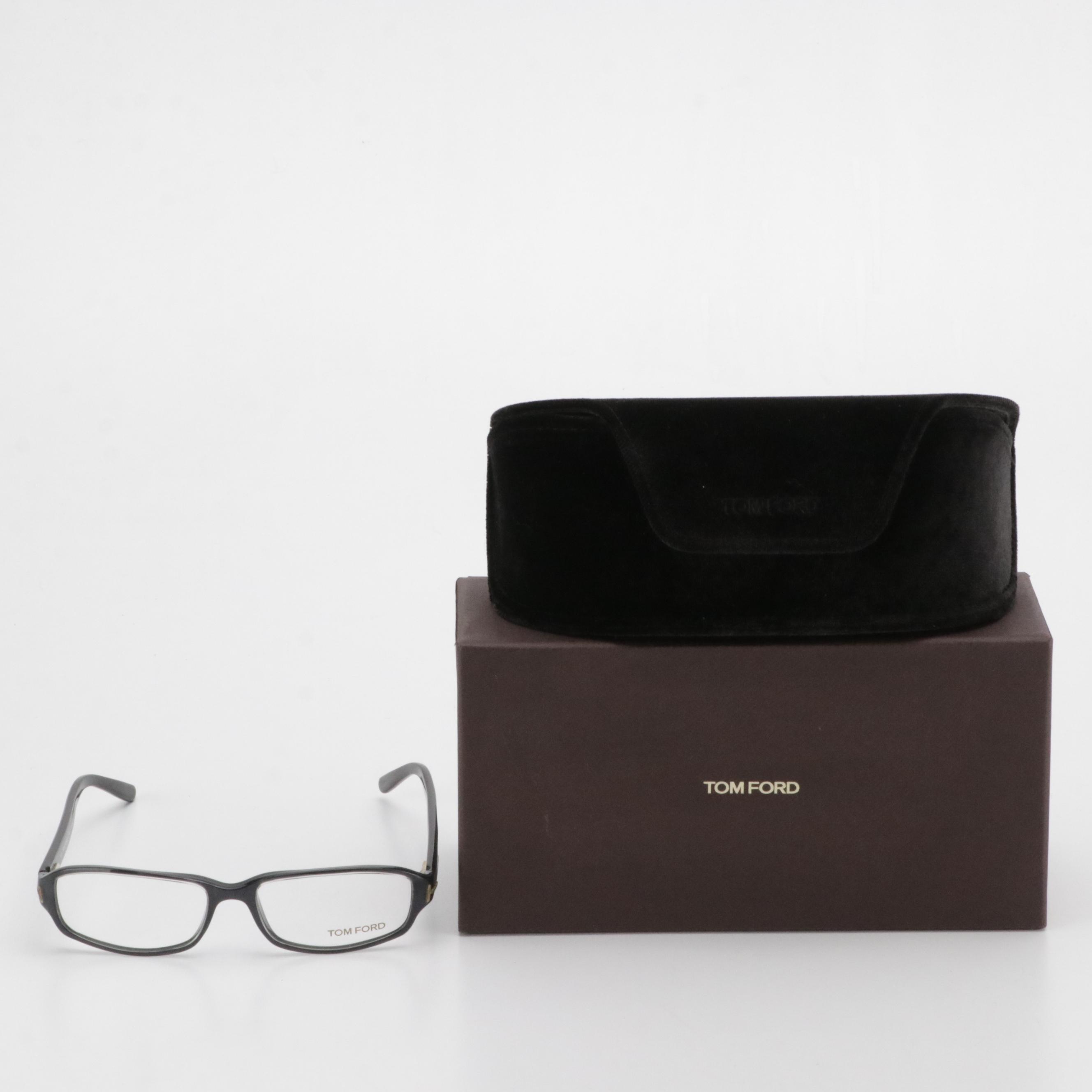 Tom Ford TF5087 Rectangular Marbleized Eyeglass Frames with Case and Box