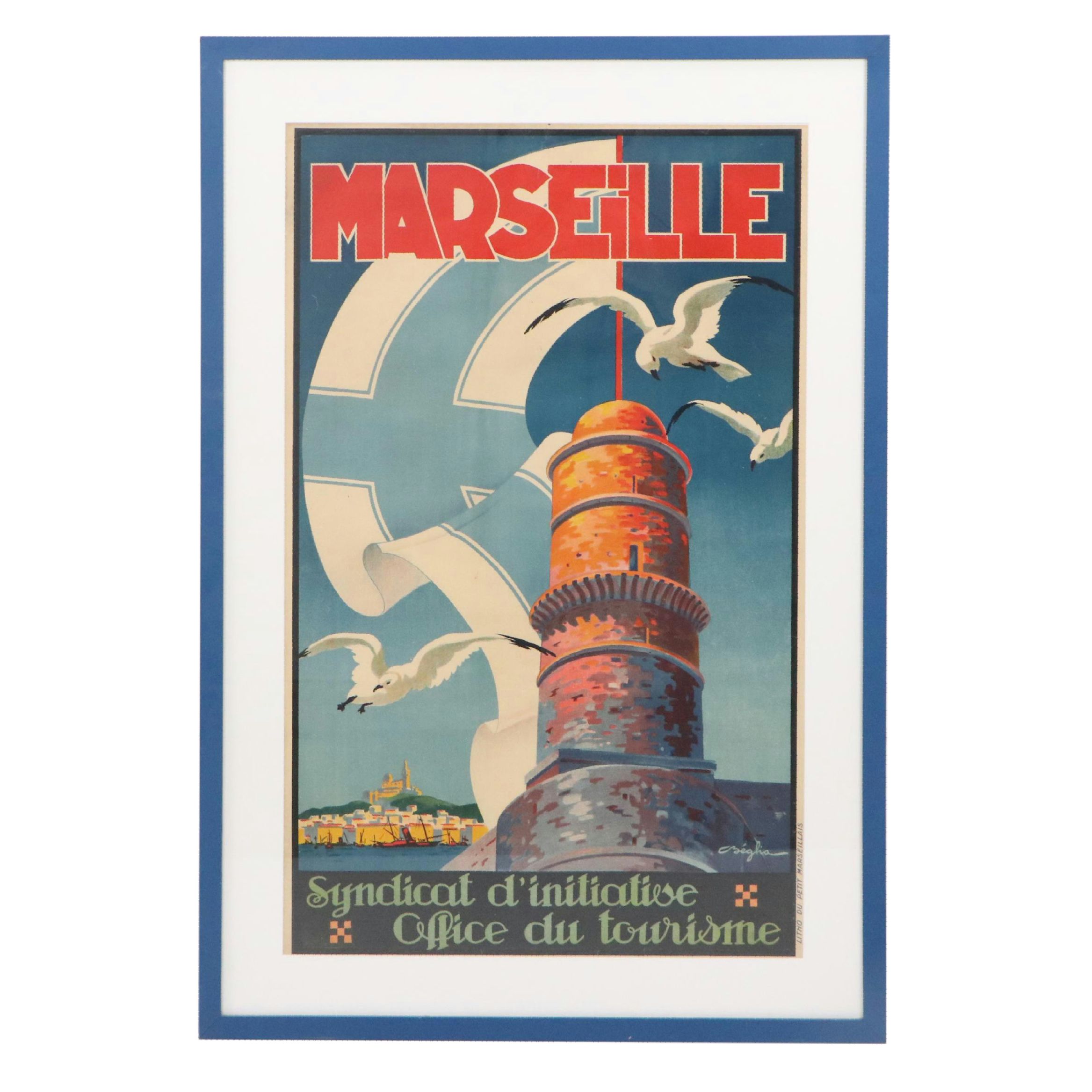 Color Lithograph Travel Poster "Marseille" After Charles Béglia, 20th Century